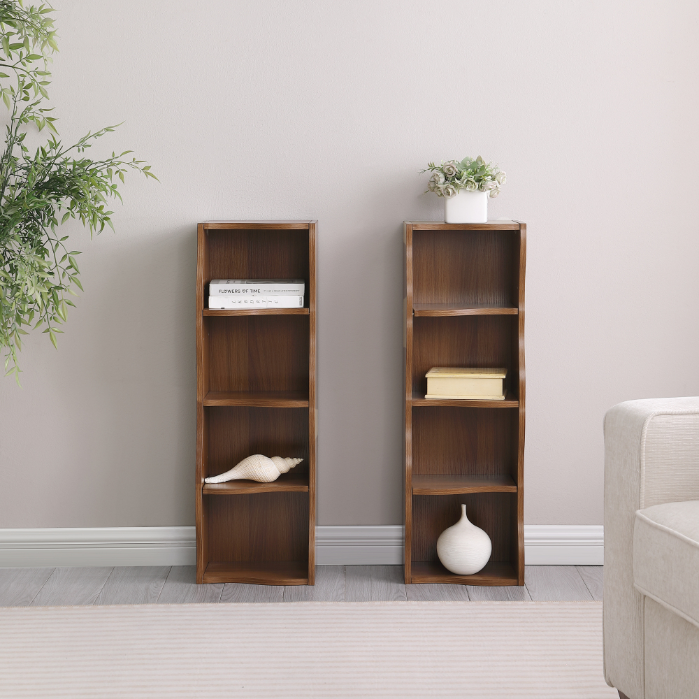 8-layer adjustable shelf ultra-thin bookshelf with a wavy border design, which is more aesthetically pleasing, is suitable for high and narrow, display and multi-functional bookshelves in home offices