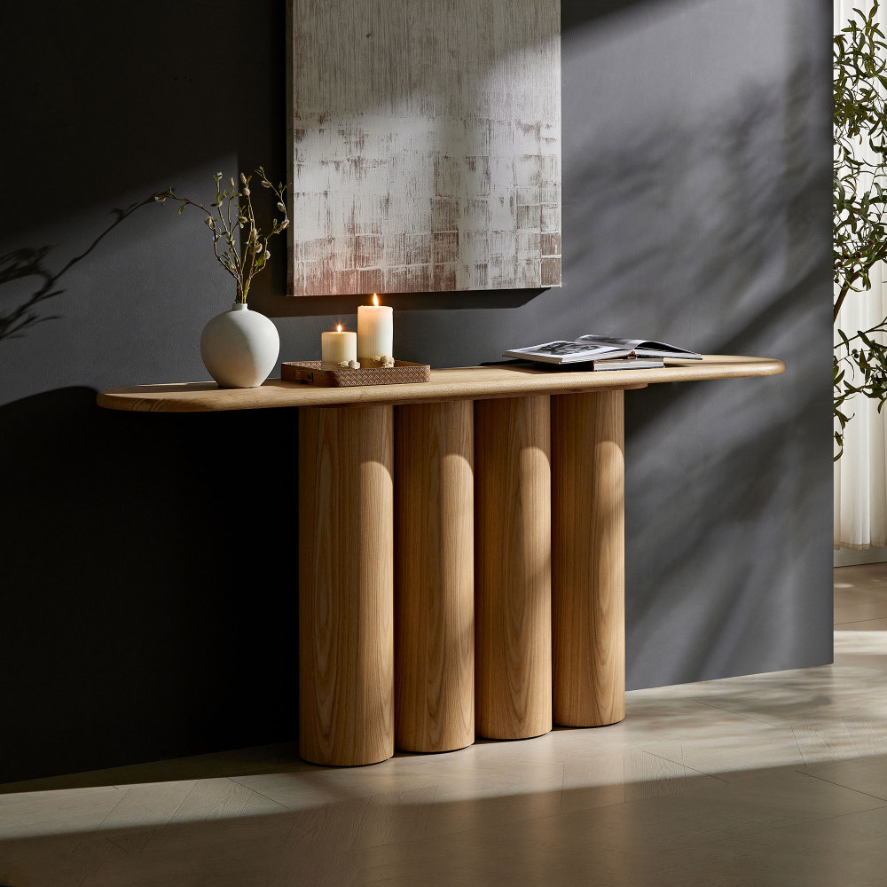 66.93'' Modern Console Table for Entryway with Unique cylinders Legs Design for Living Room Hallway Foyer Entrance Study
