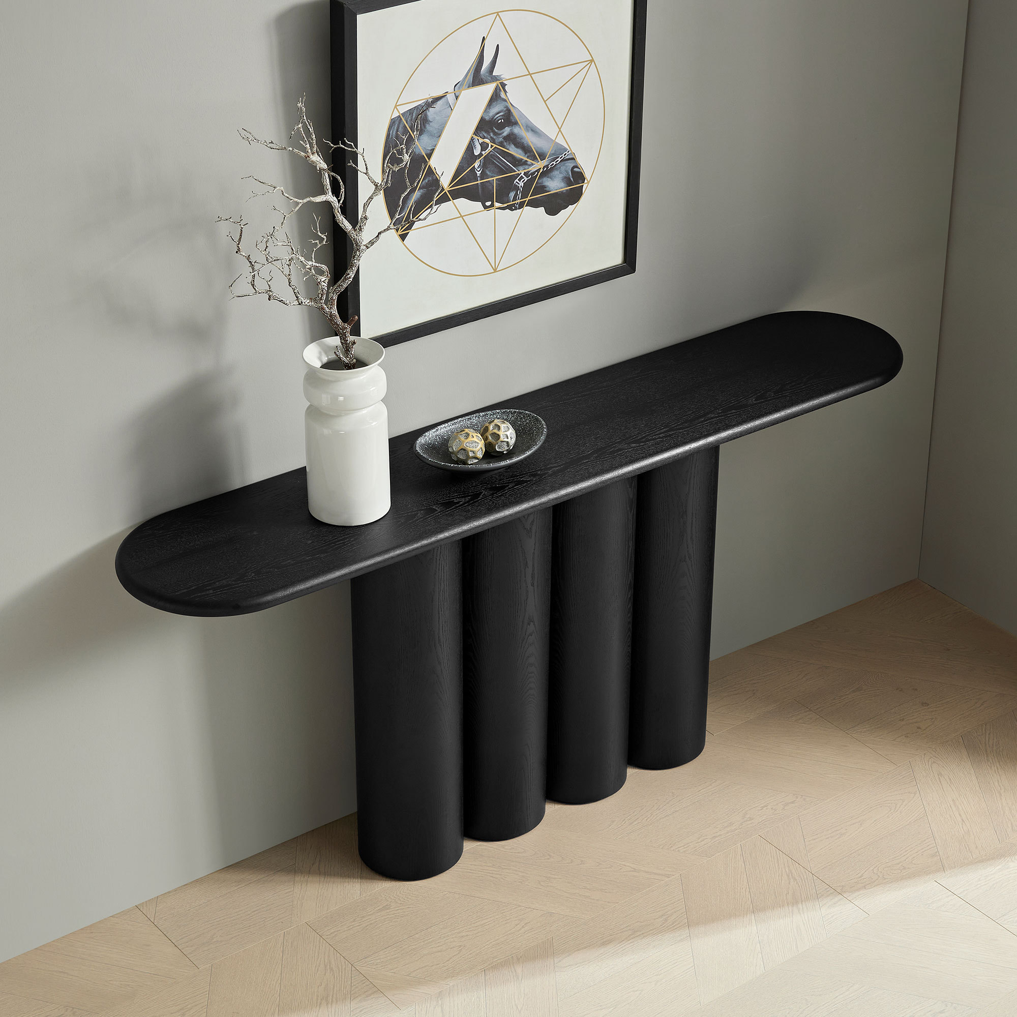 66.93'' Modern Console Table for Entryway with Unique cylinders Legs Design for Living Room Hallway Foyer Entrance Study