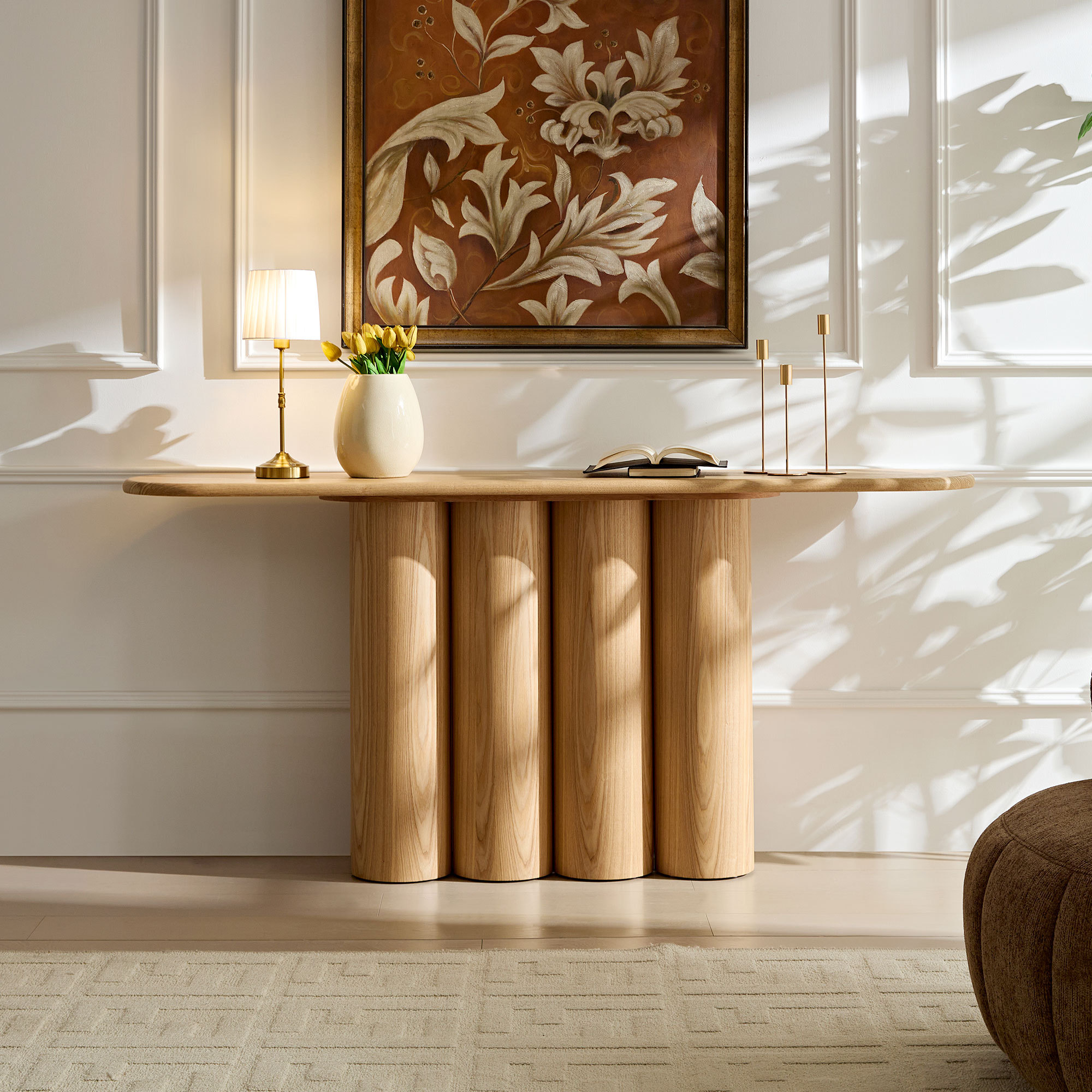 66.93'' Modern Console Table for Entryway with Unique cylinders Legs Design for Living Room Hallway Foyer Entrance Study