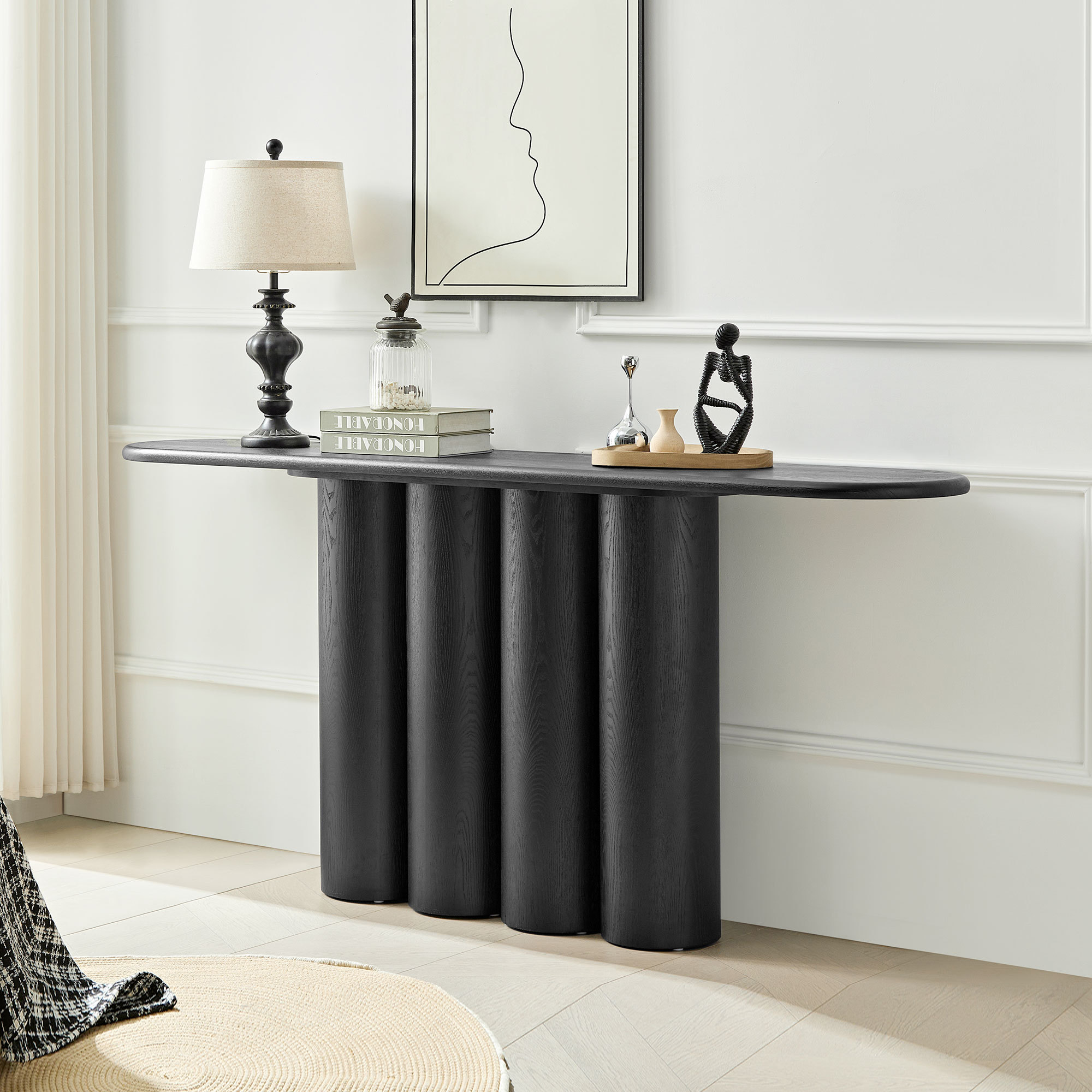 66.93'' Modern Console Table for Entryway with Unique cylinders Legs Design for Living Room Hallway Foyer Entrance Study