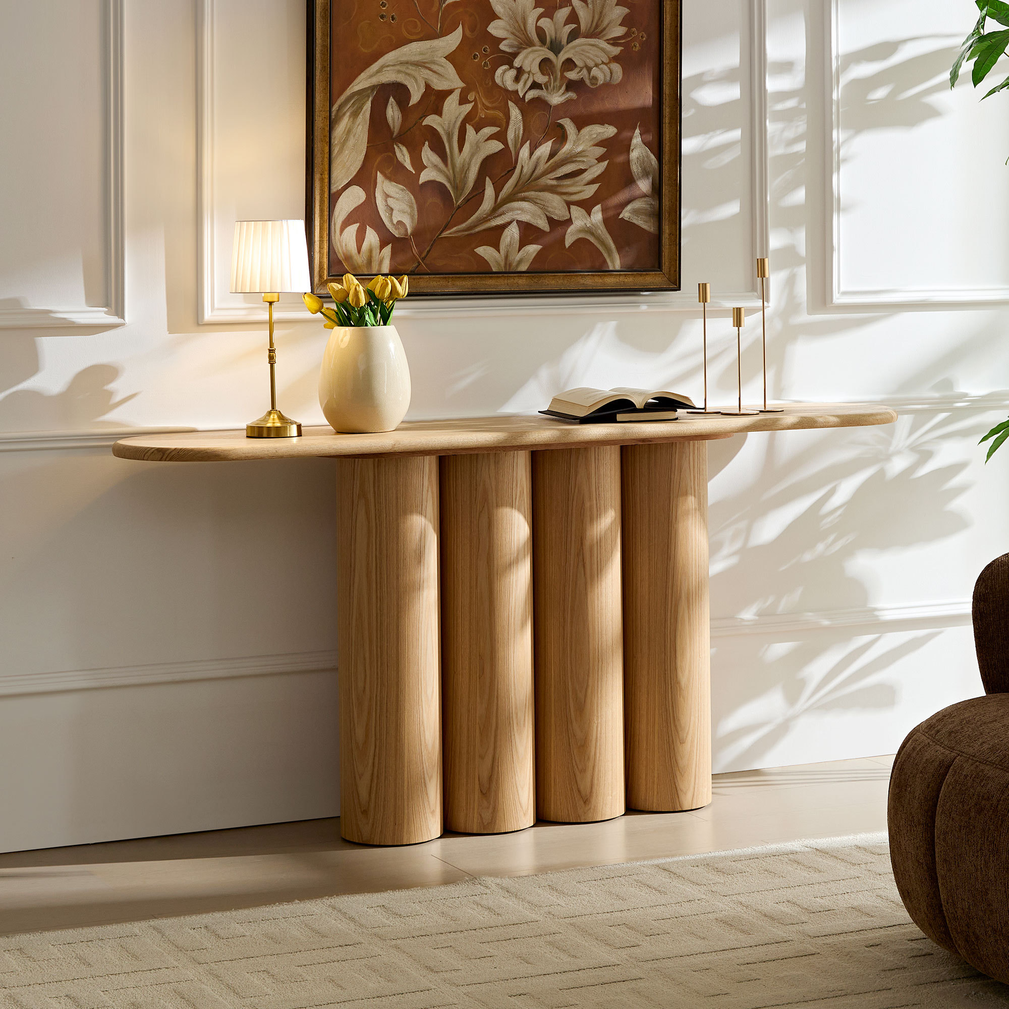 66.93'' Modern Console Table for Entryway with Unique cylinders Legs Design for Living Room Hallway Foyer Entrance Study