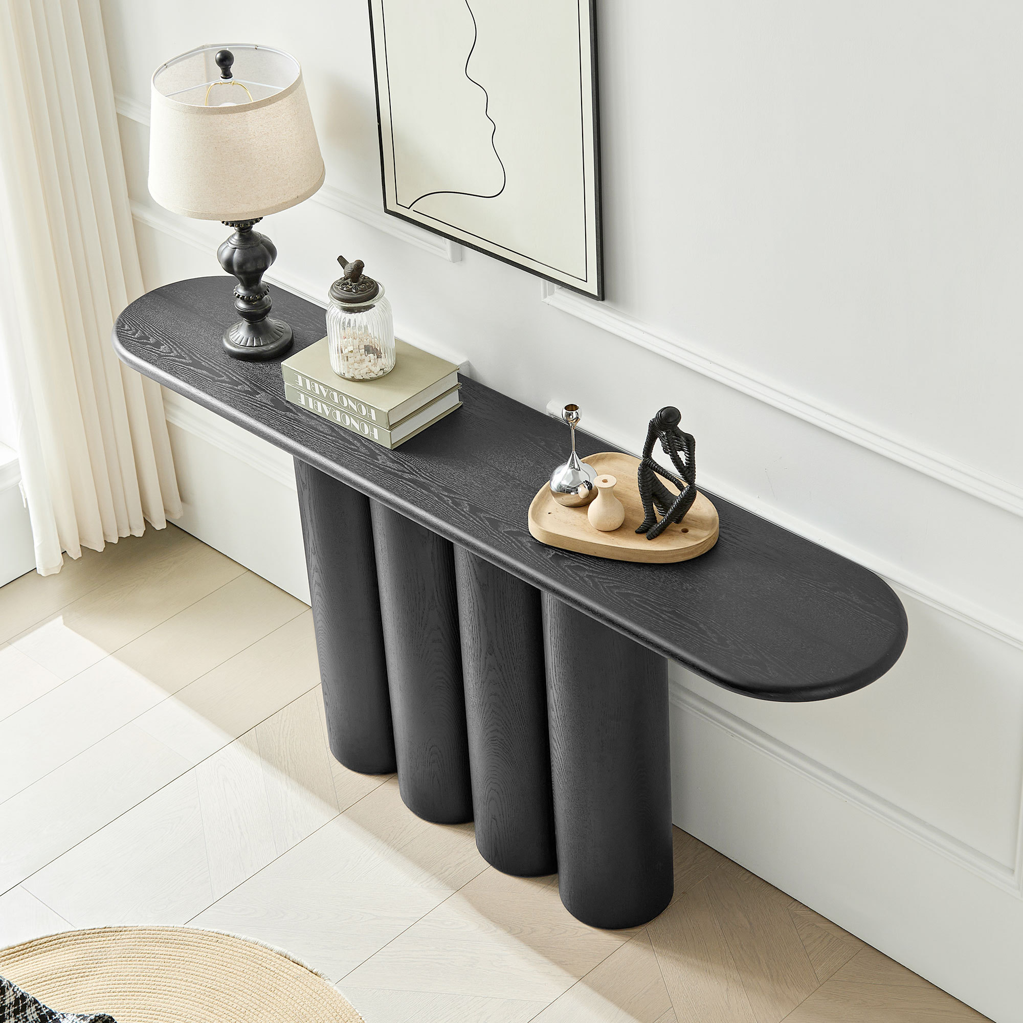 66.93'' Modern Console Table for Entryway with Unique cylinders Legs Design for Living Room Hallway Foyer Entrance Study
