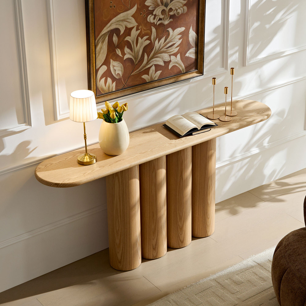 66.93'' Modern Console Table for Entryway with Unique cylinders Legs Design for Living Room Hallway Foyer Entrance Study