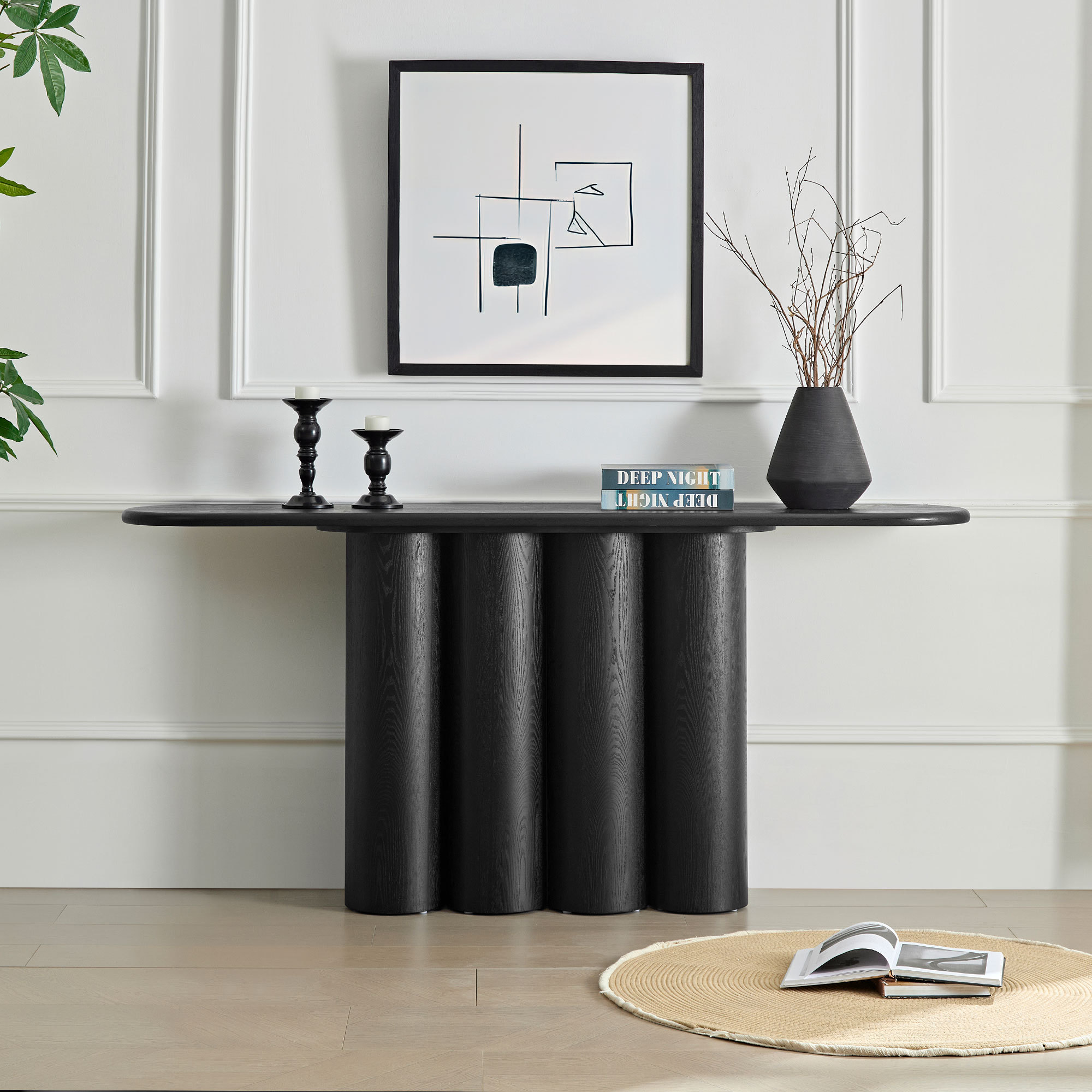 66.93'' Modern Console Table for Entryway with Unique cylinders Legs Design for Living Room Hallway Foyer Entrance Study