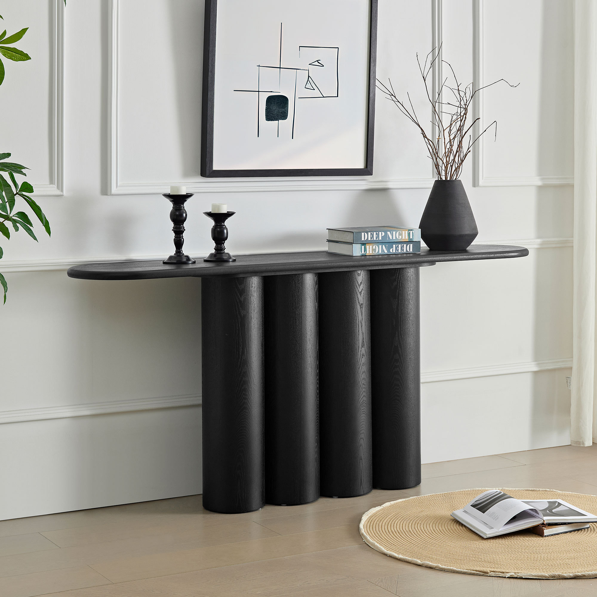 66.93'' Modern Console Table for Entryway with Unique cylinders Legs Design for Living Room Hallway Foyer Entrance Study