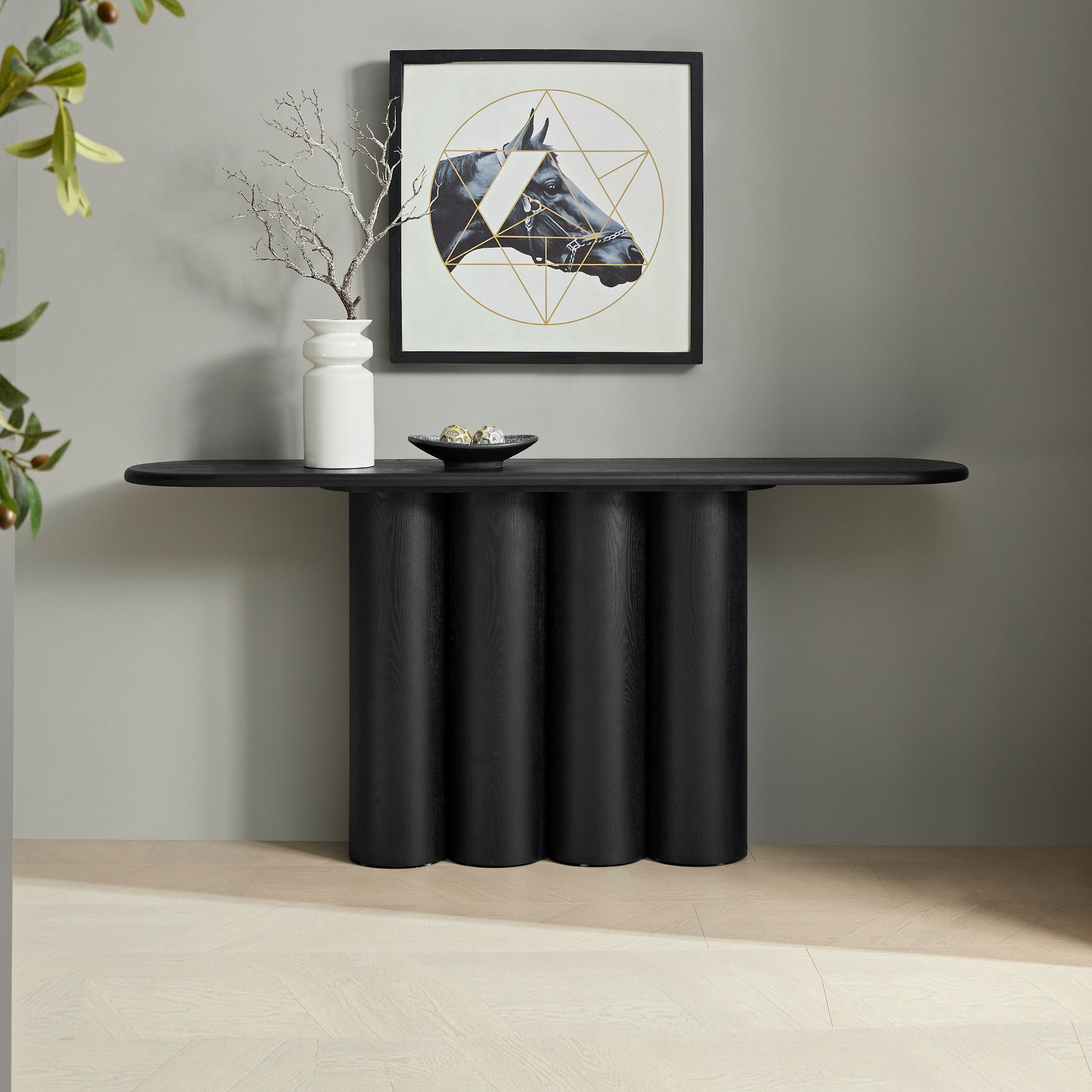 66.93'' Modern Console Table for Entryway with Unique cylinders Legs Design for Living Room Hallway Foyer Entrance Study