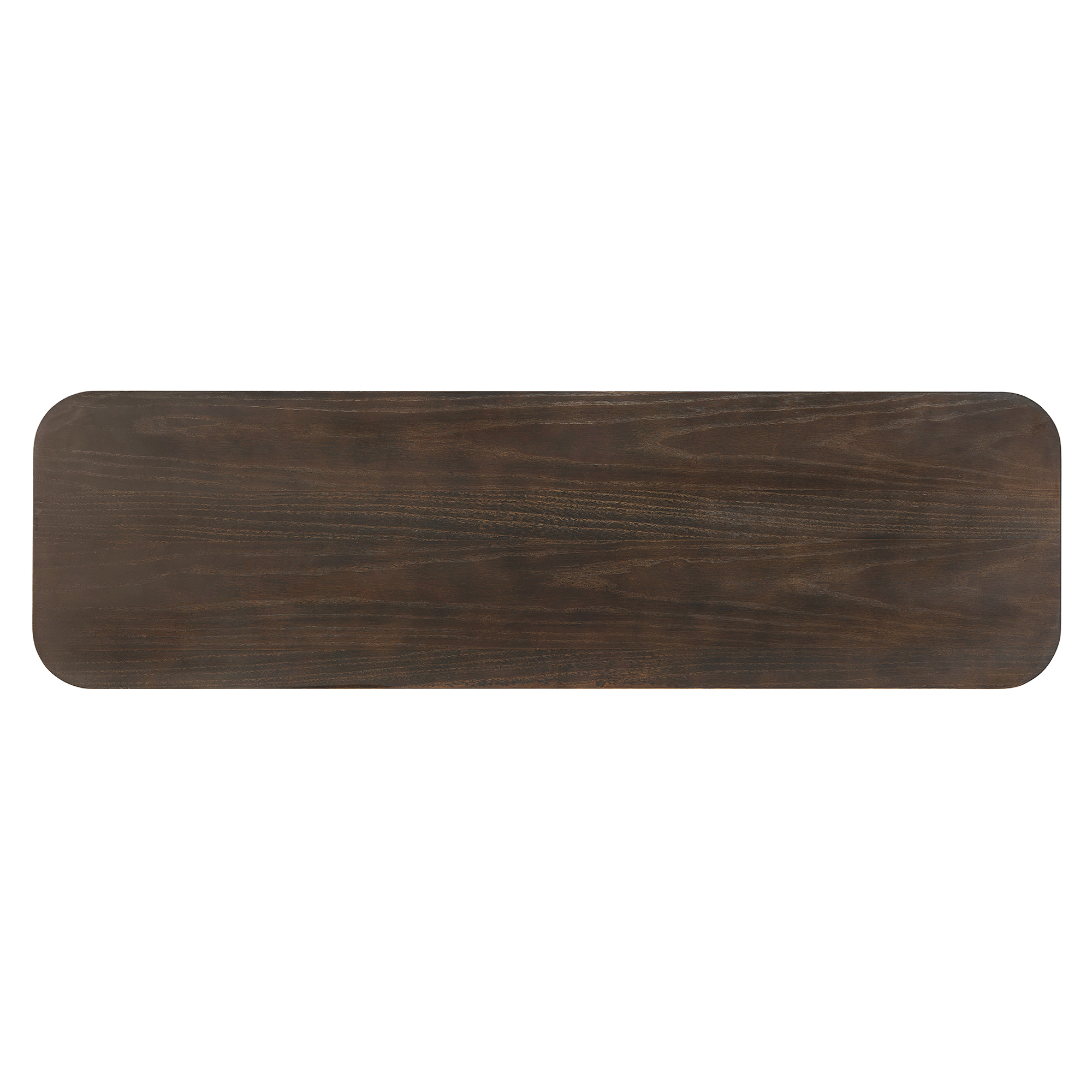 TREXM Rustic Console Table with Curved Corners for Safety, Entryway Table with 3 Concealed Drawers, Sturdy Sofa Table with Thick Legs for Hallway & Living Room
