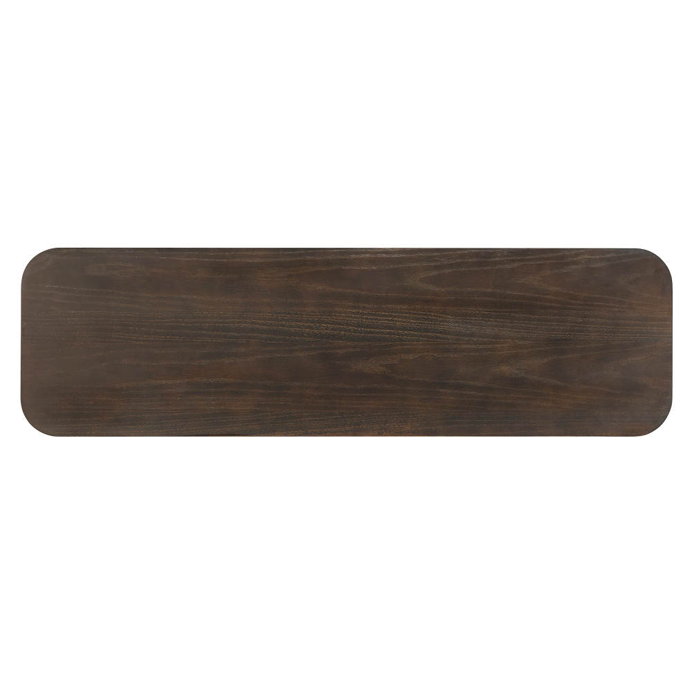 TREXM Rustic Console Table with Curved Corners for Safety, Entryway Table with 3 Concealed Drawers, Sturdy Sofa Table with Thick Legs for Hallway & Living Room