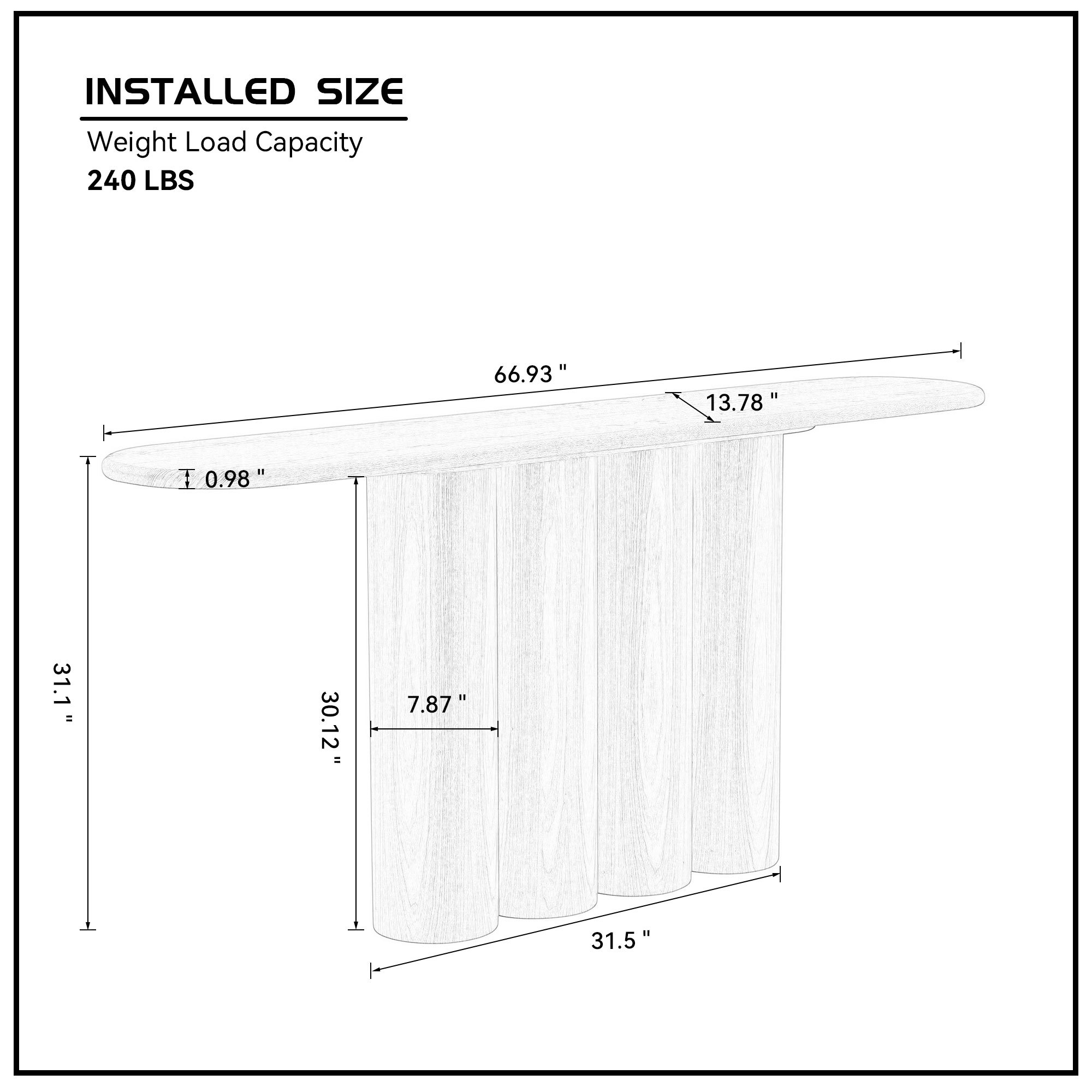 66.93'' Modern Console Table for Entryway with Unique cylinders Legs Design for Living Room Hallway Foyer Entrance Study