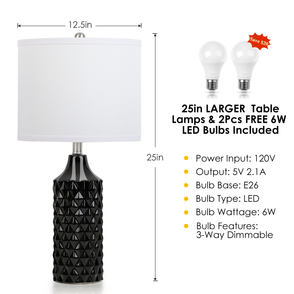 Ceramic Table Lamp 2Pack