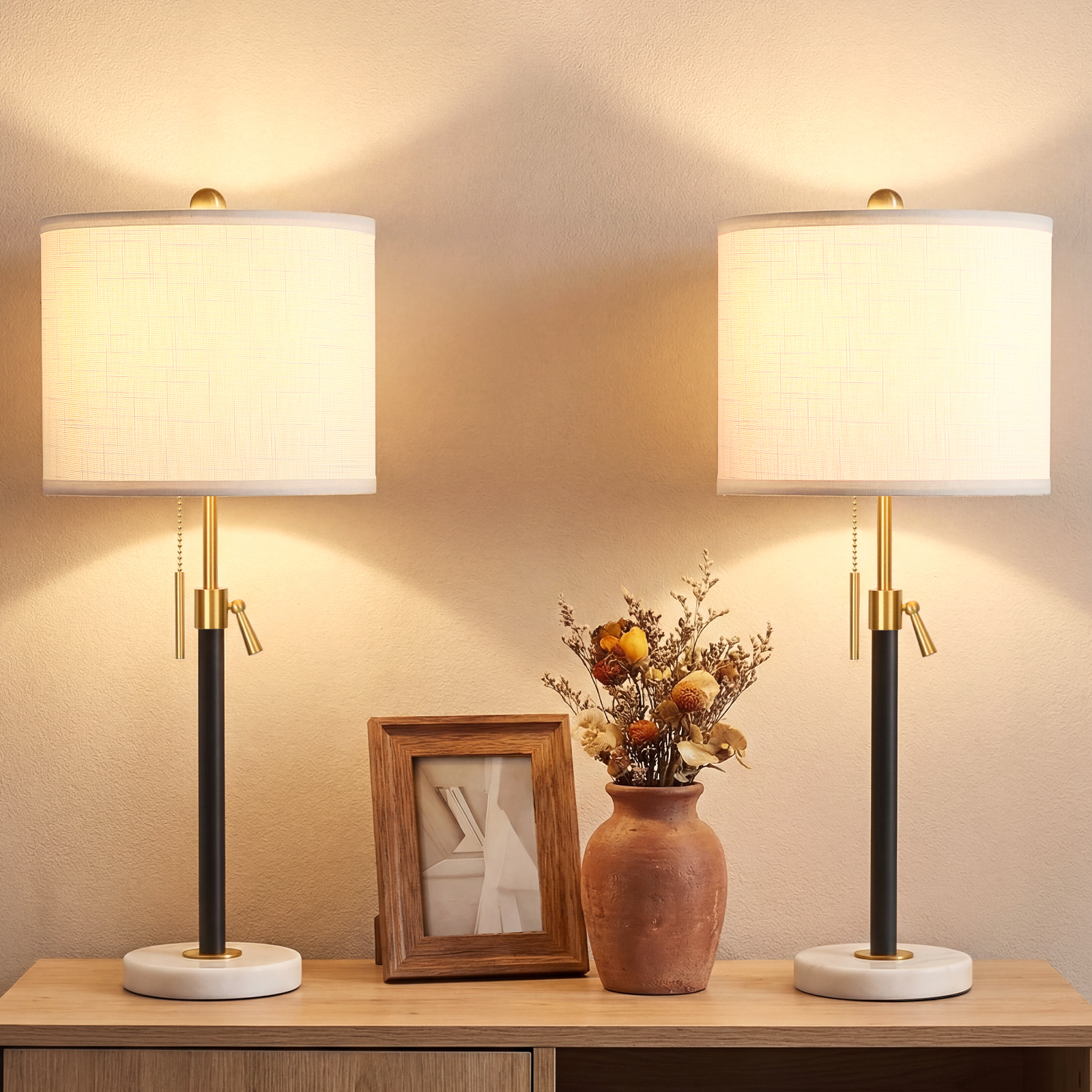 Marble Lift Function Table Lamp 30in-2Pack