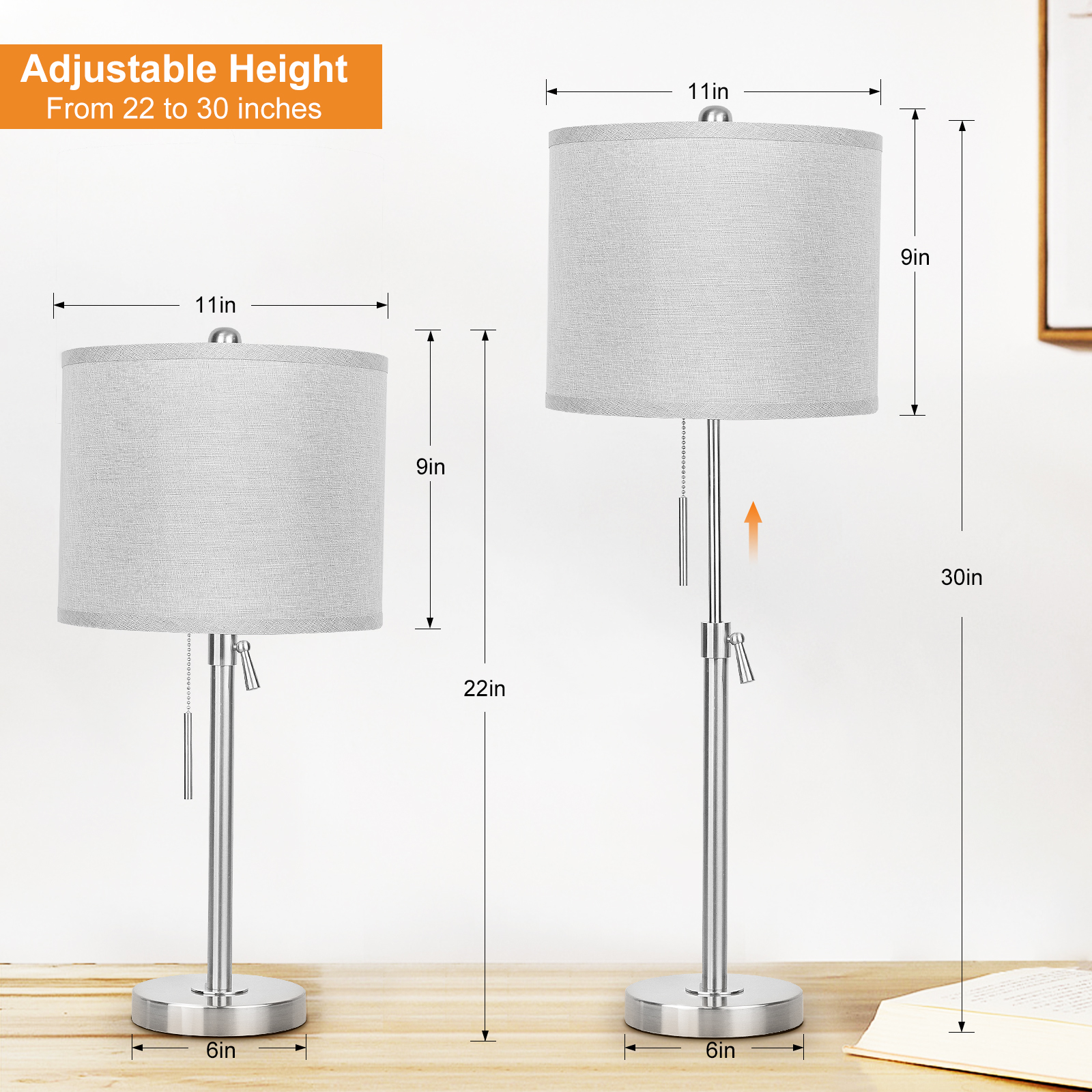 Marble Lift Function Table Lamp 30in-2Pack
