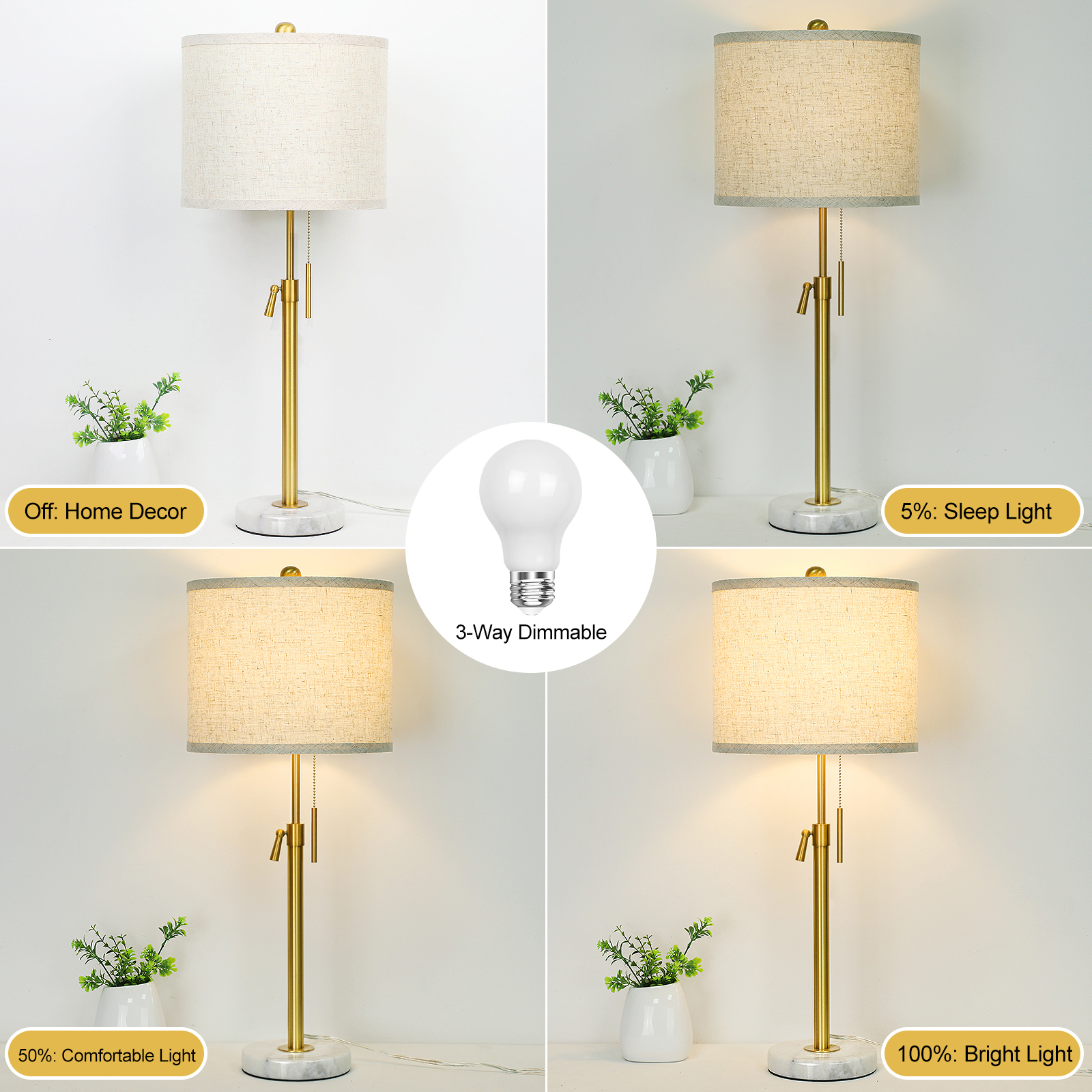 Marble Lift Function Table Lamp 30in-2Pack
