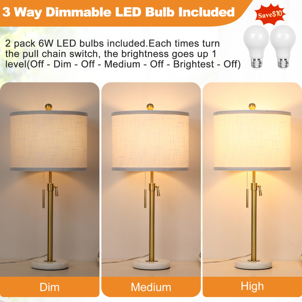 Marble Lift Function Table Lamp 30in-2Pack