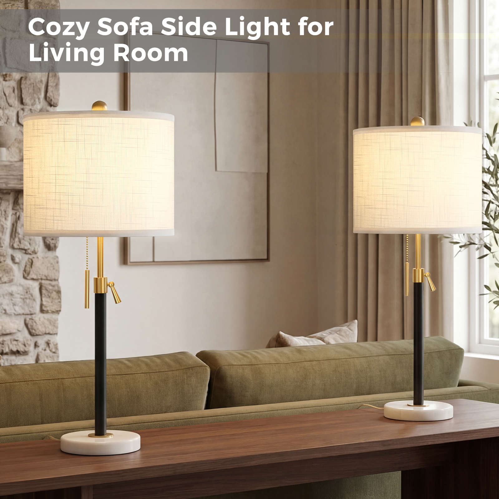 Marble Lift Function Table Lamp 30in-2Pack