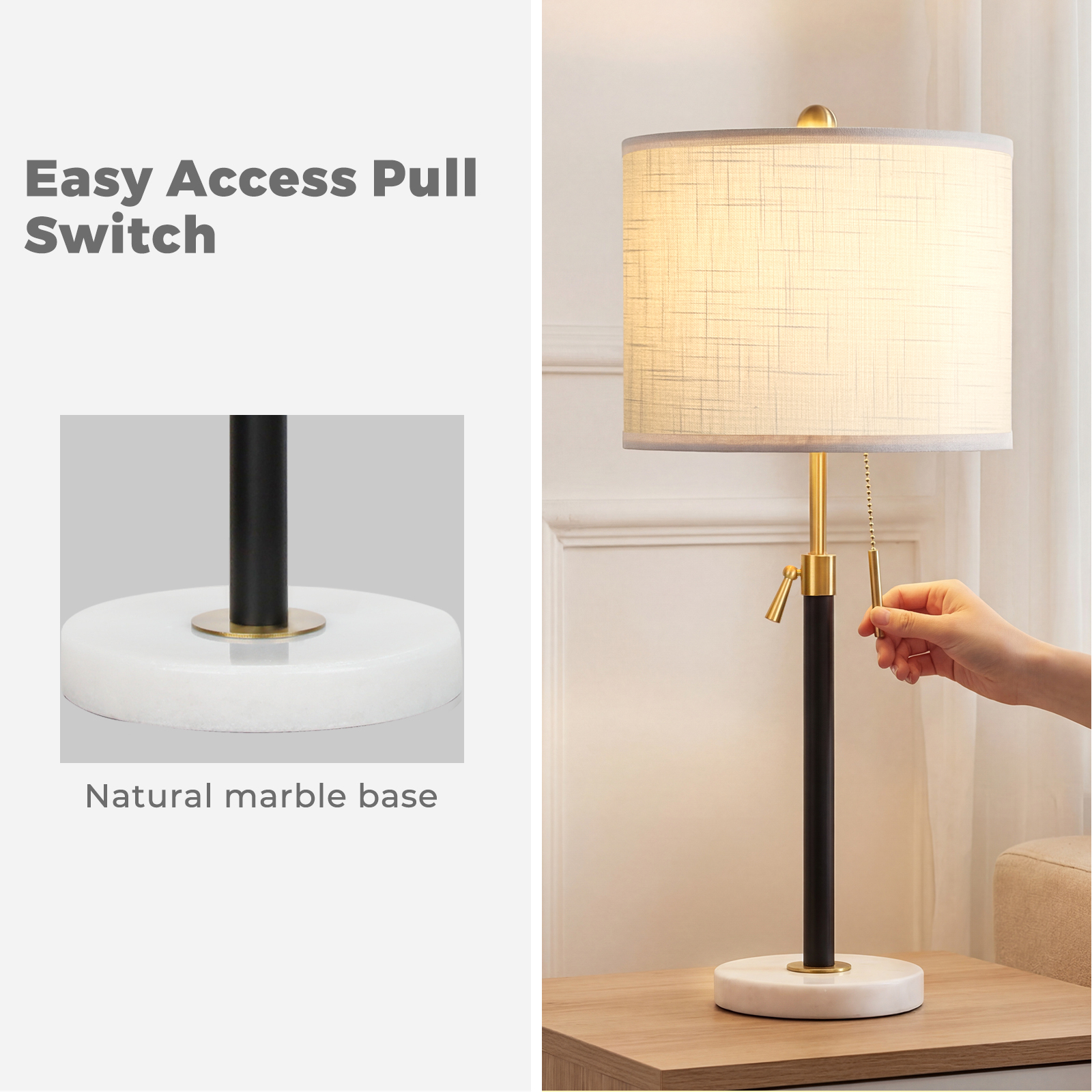 Marble Lift Function Table Lamp 30in-2Pack