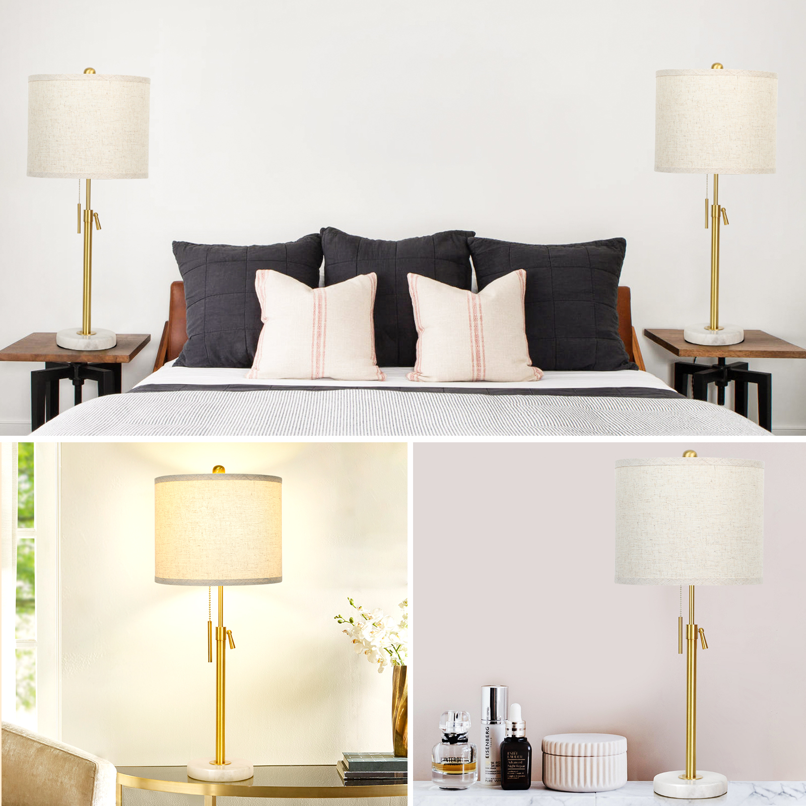 Marble Lift Function Table Lamp 30in-2Pack