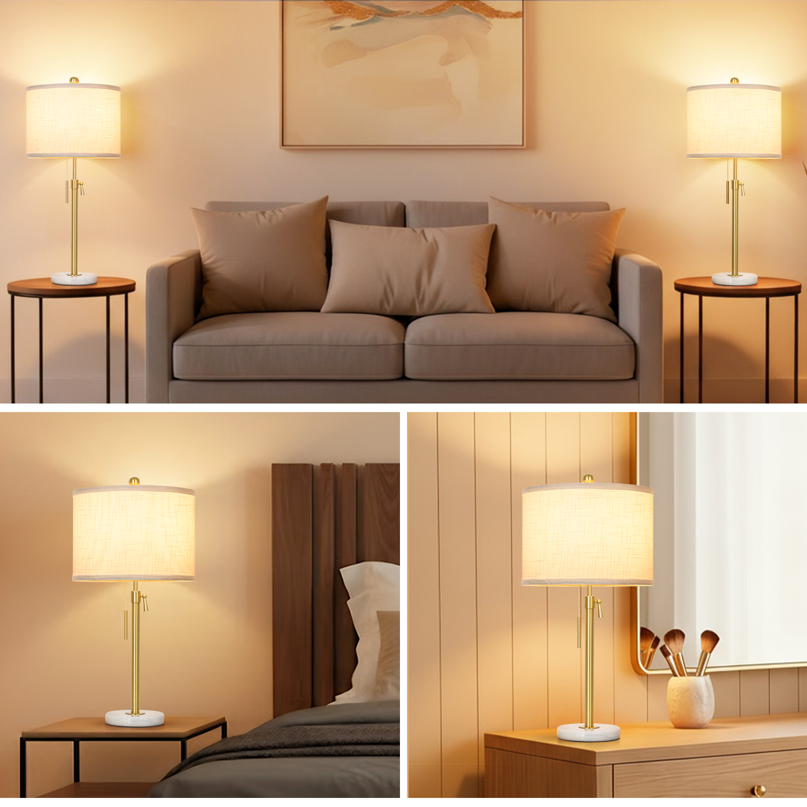 Marble Lift Function Table Lamp 30in-2Pack