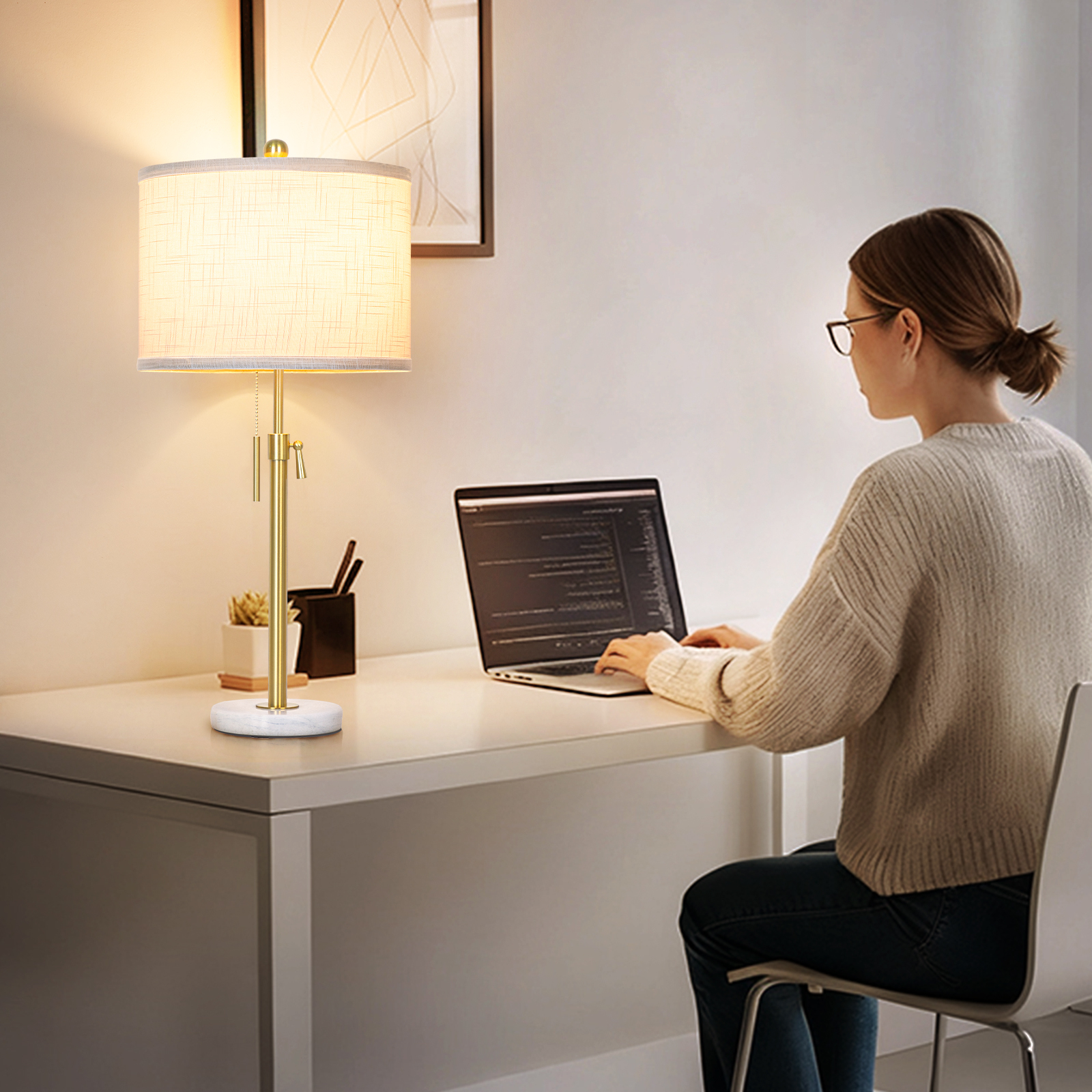 Marble Lift Function Table Lamp 30in-2Pack