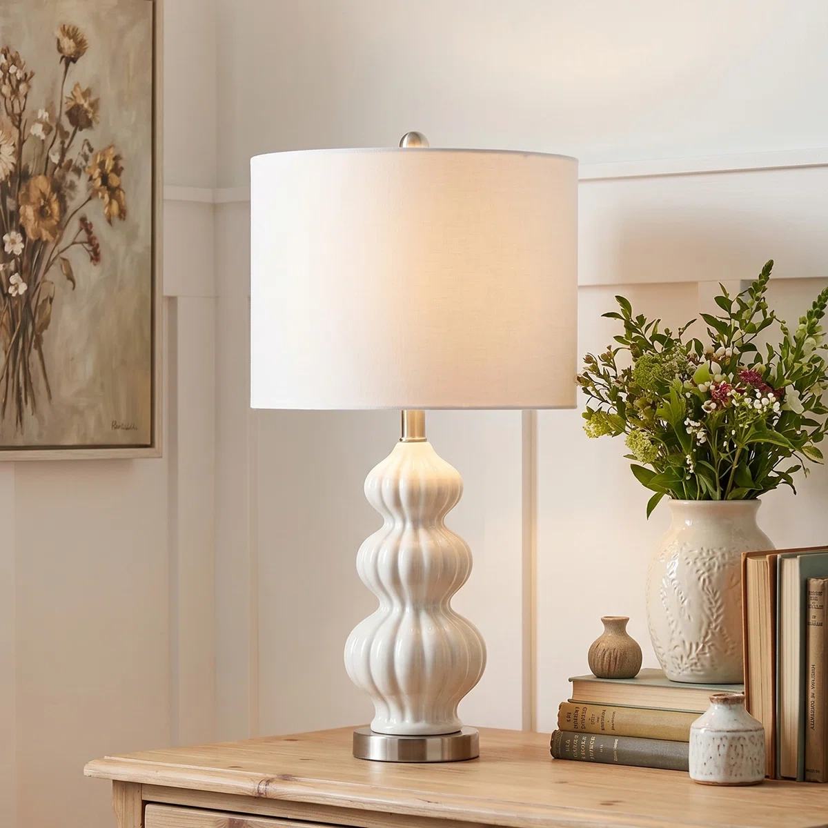 Gourd-shaped ceramic table lamp