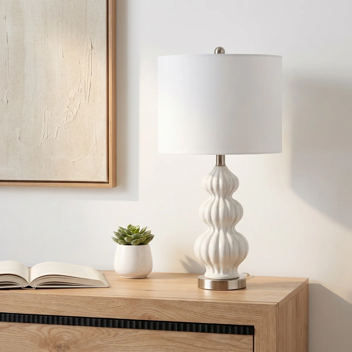 Gourd-shaped ceramic table lamp