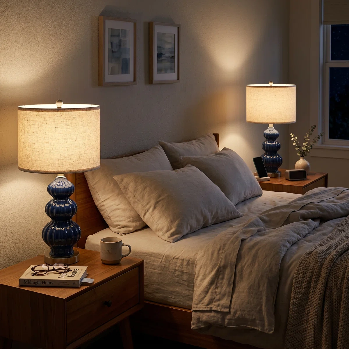 Gourd-shaped ceramic table lamp