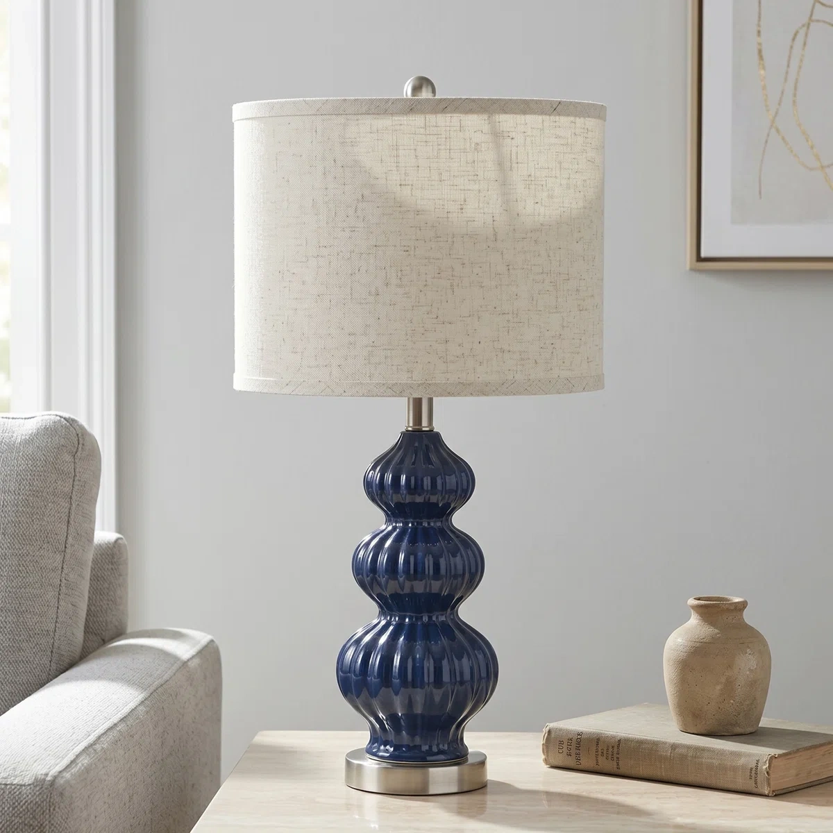 Gourd-shaped ceramic table lamp