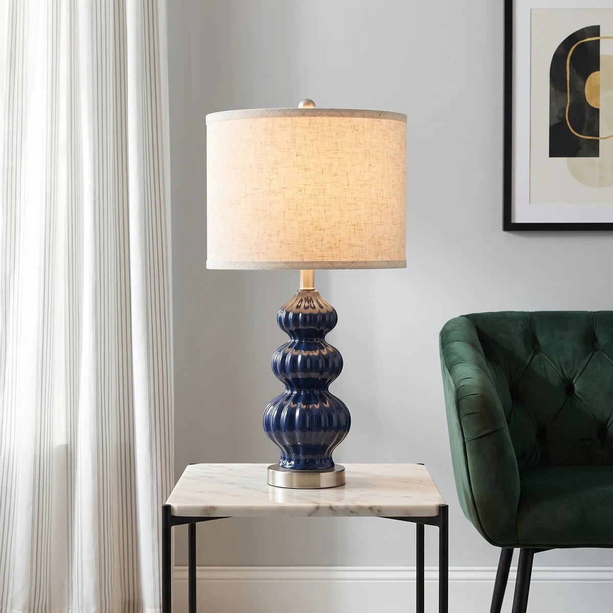 Gourd-shaped ceramic table lamp