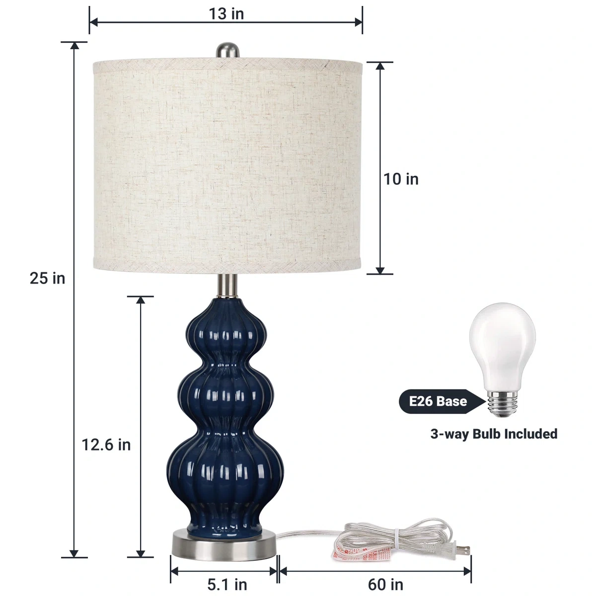 Gourd-shaped ceramic table lamp