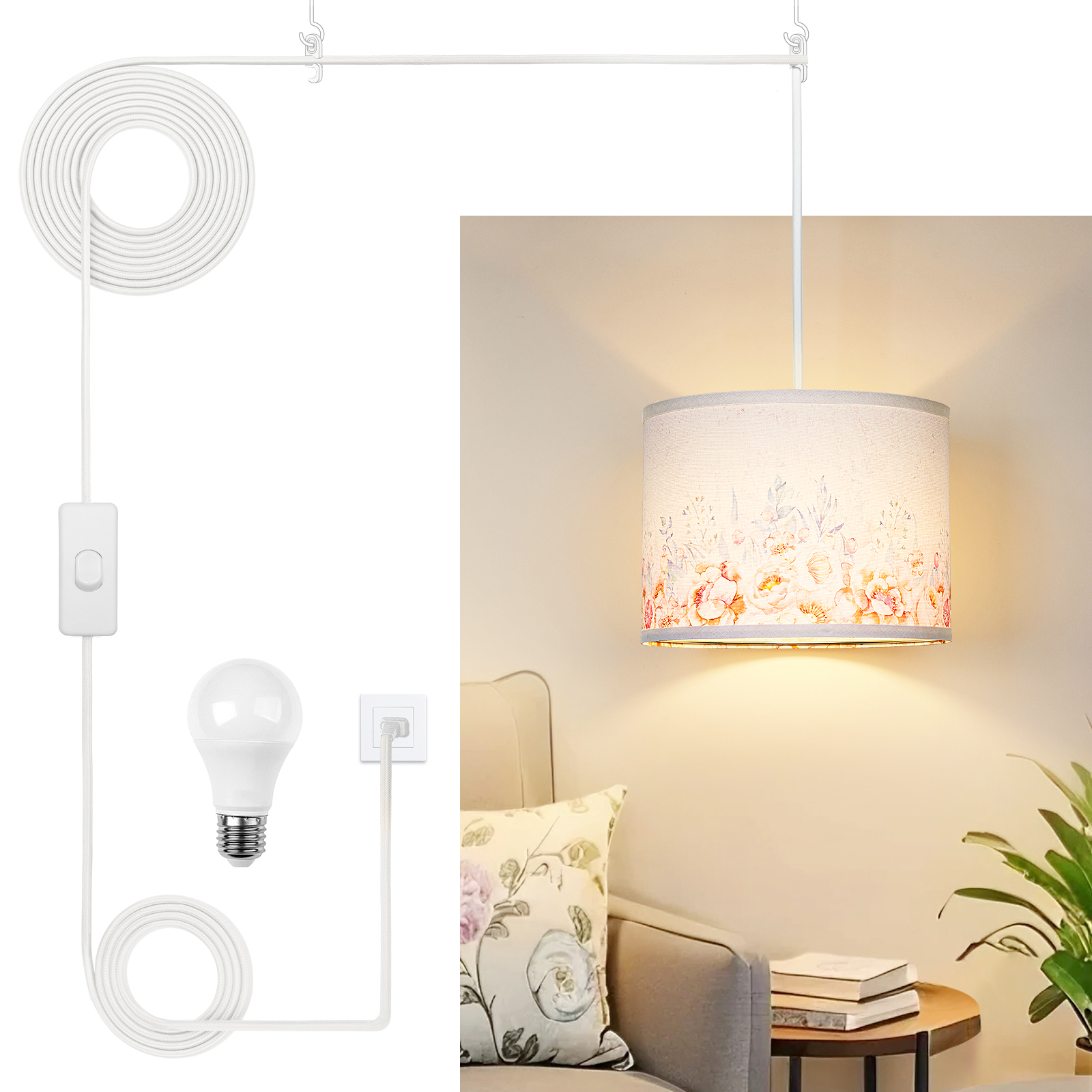 Printed chandelier with plug