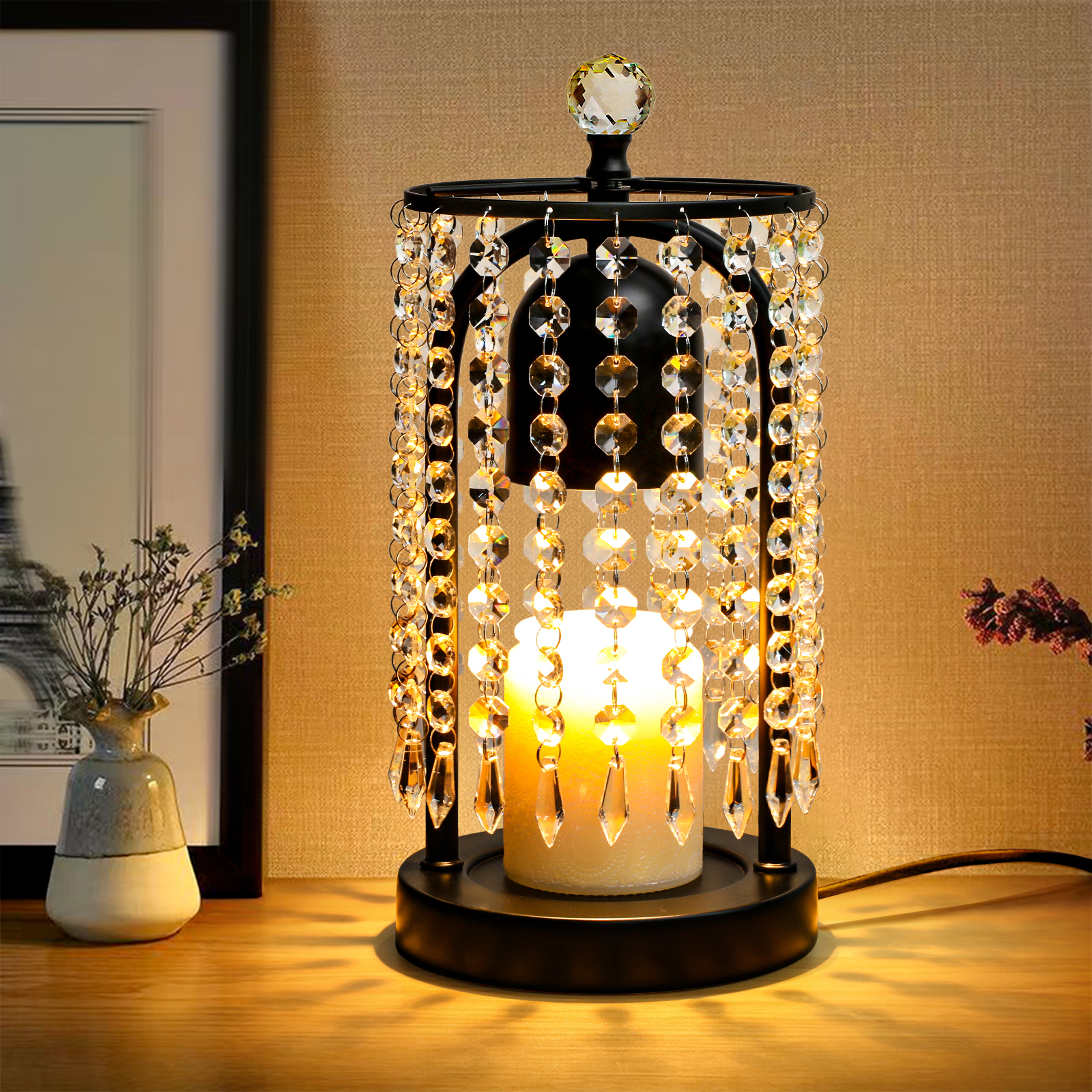 Crystal Pendant with Melted Wax Lamp