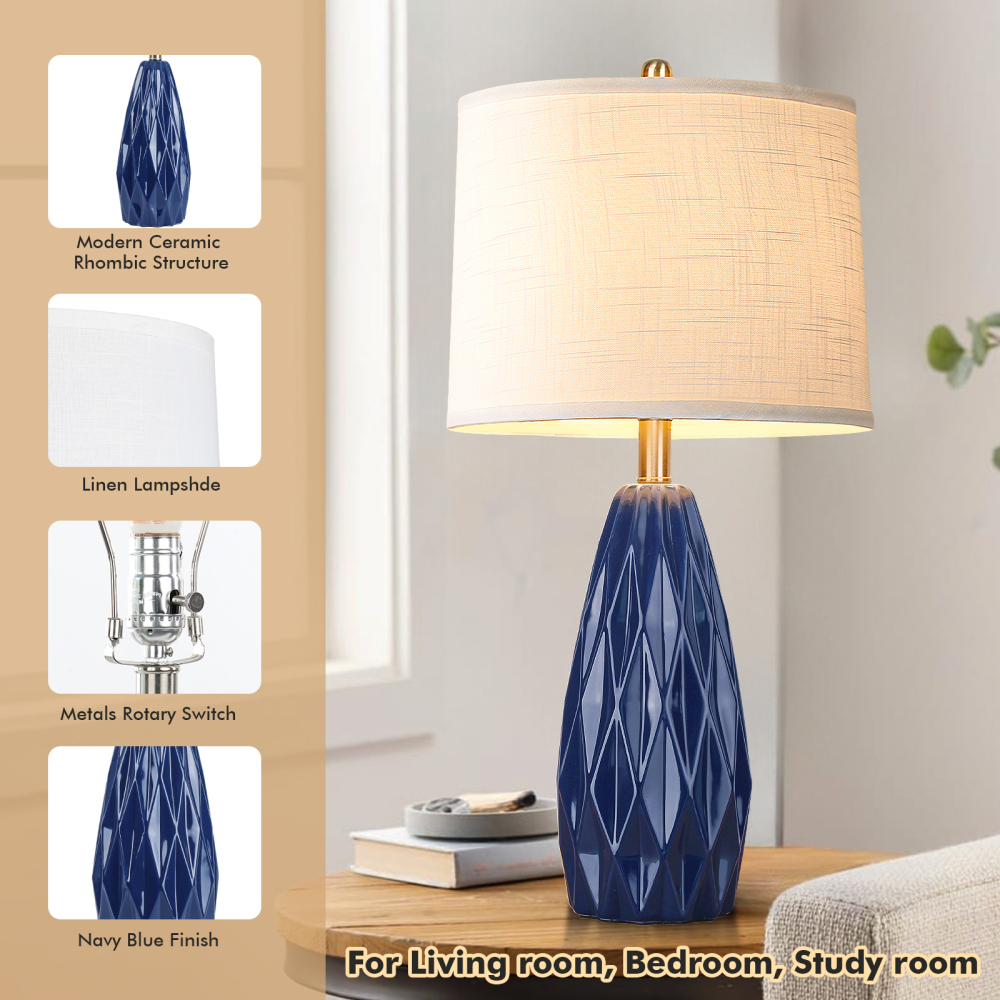 Diamond pattern ceramic table lamp