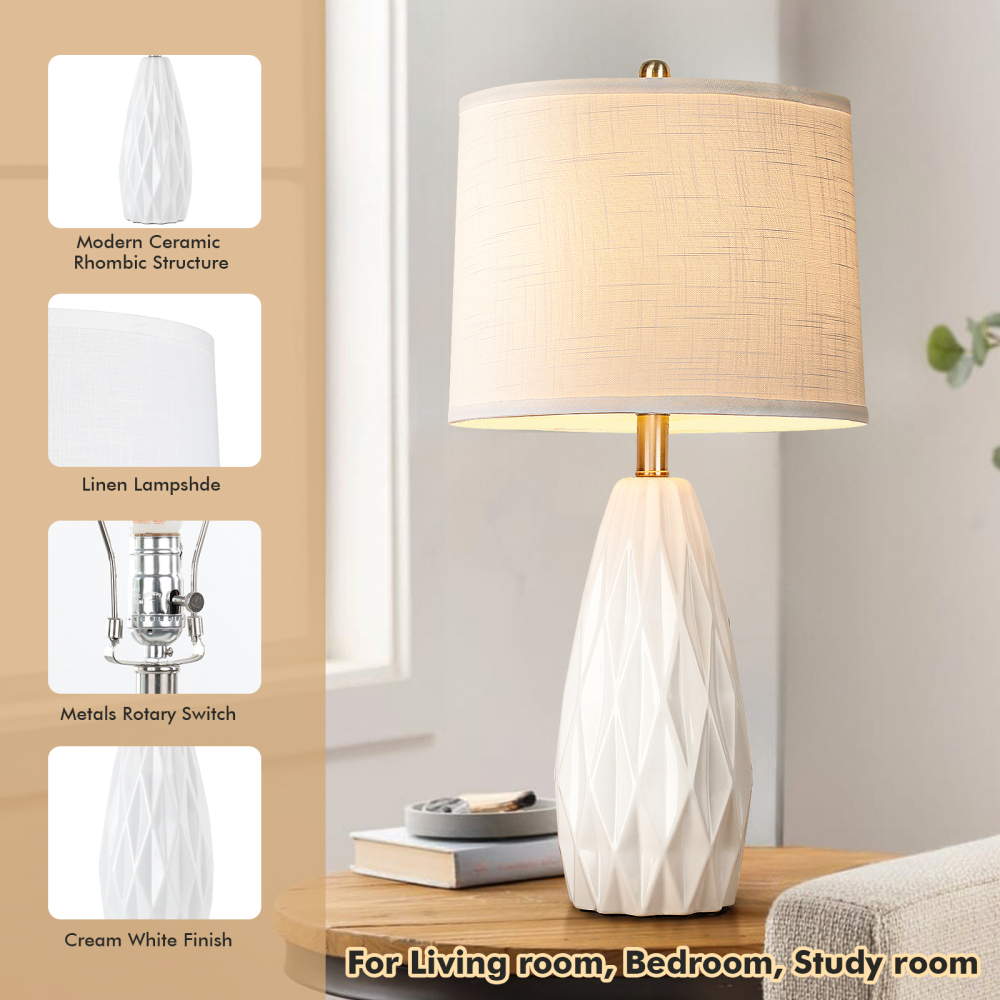 Diamond pattern ceramic table lamp