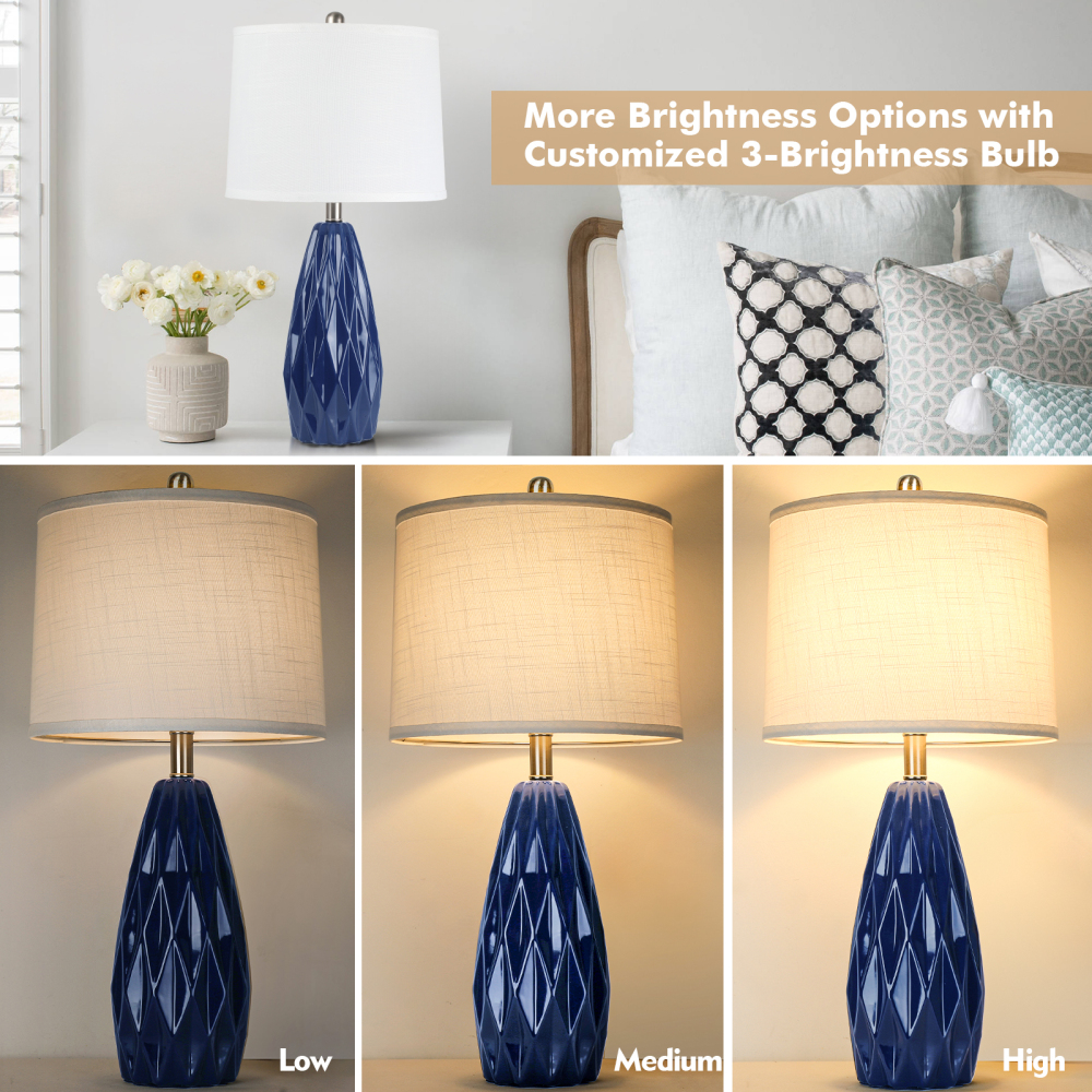 Diamond pattern ceramic table lamp