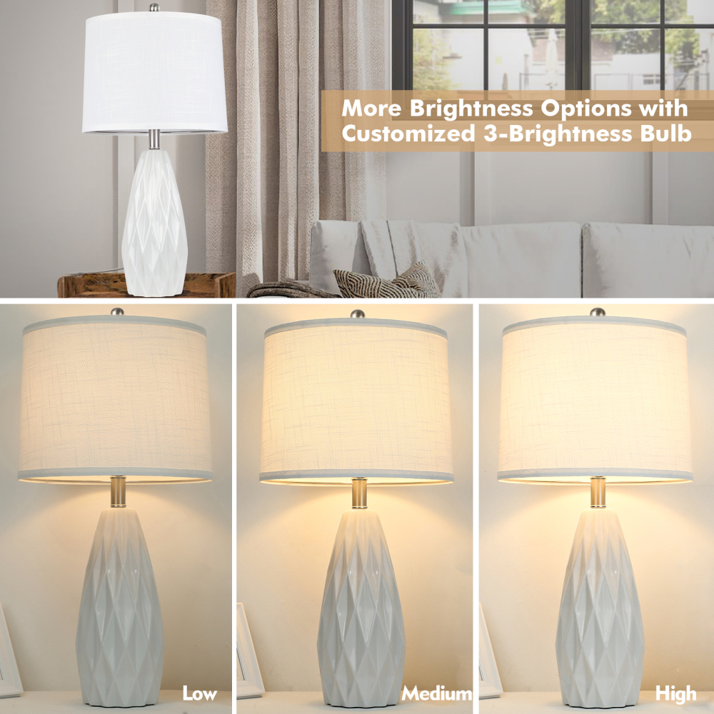 Diamond pattern ceramic table lamp