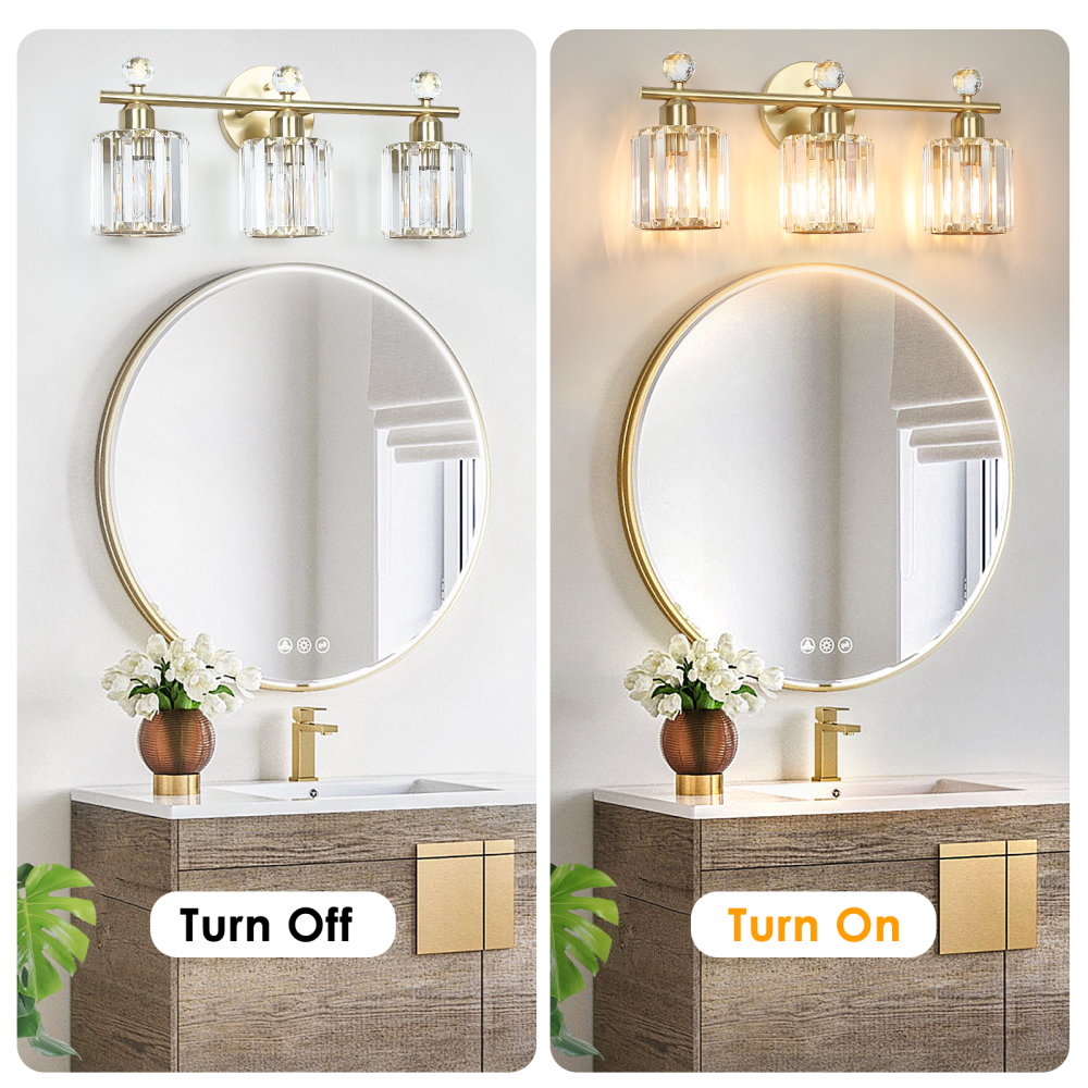 Crystal bathroom wall light 3 heads