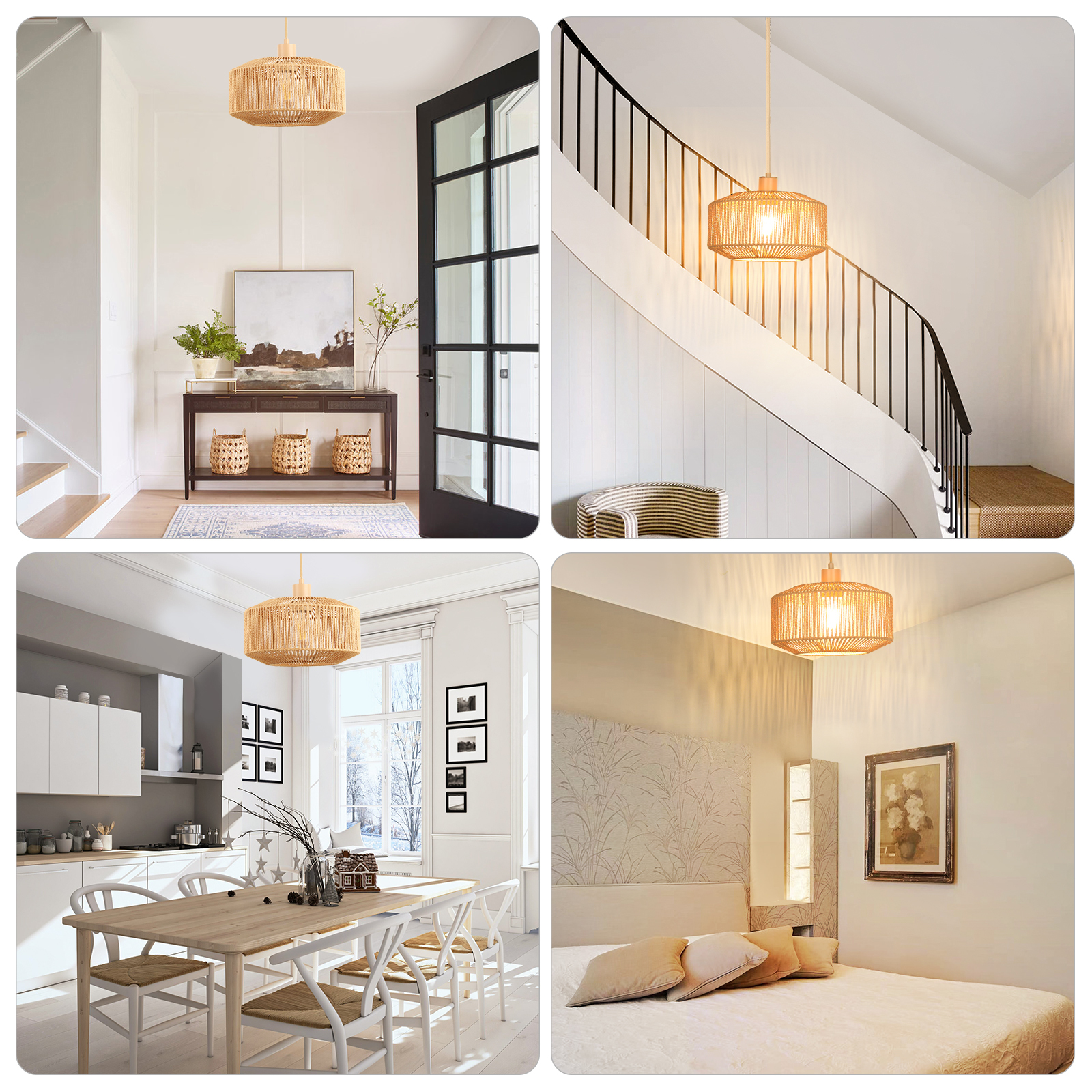 Rattan lampshade hanging lamp