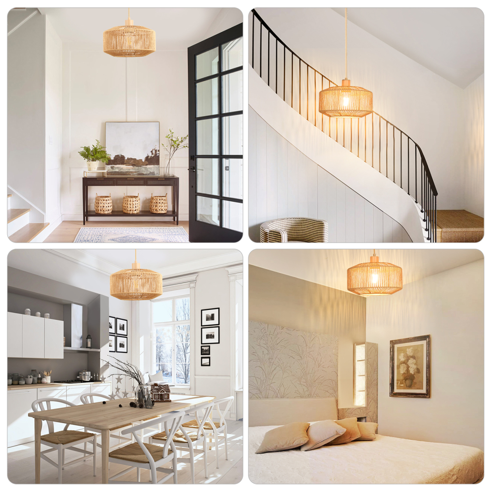 Rattan lampshade hanging lamp