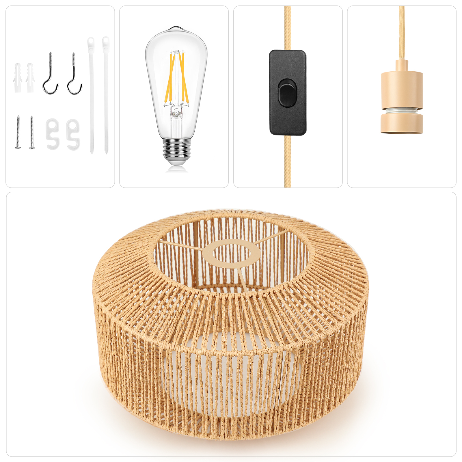Rattan lampshade hanging lamp