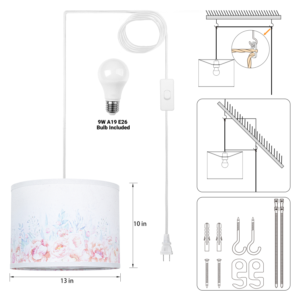 Printed chandelier with plug