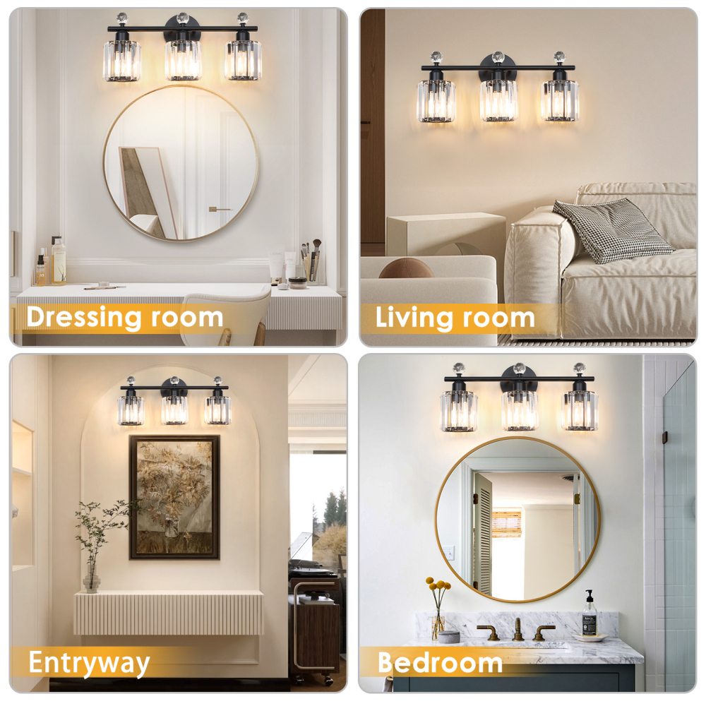 Crystal bathroom wall light 3 heads