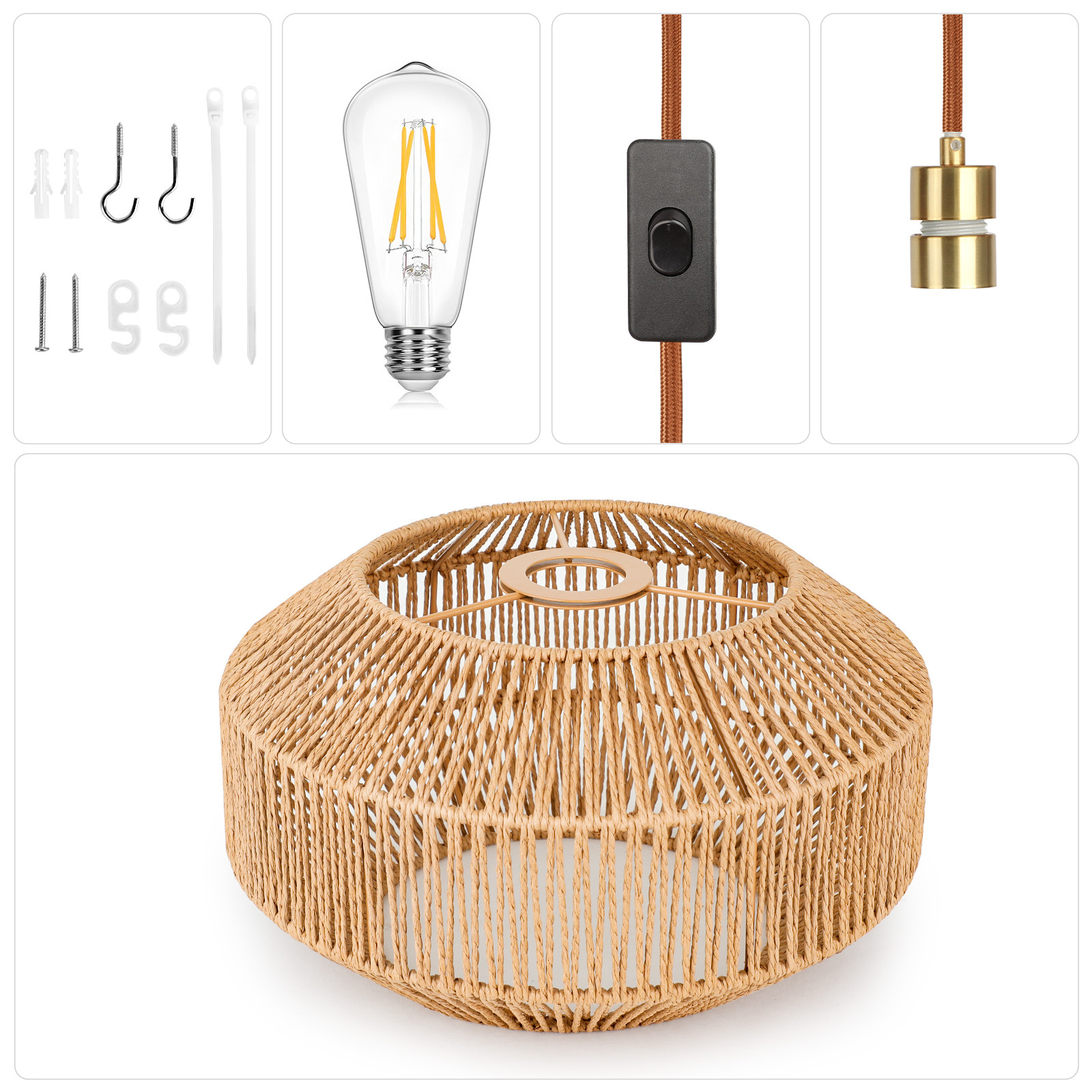 Rattan lampshade hanging lamp