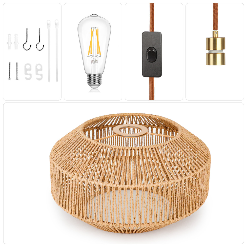 Rattan lampshade hanging lamp