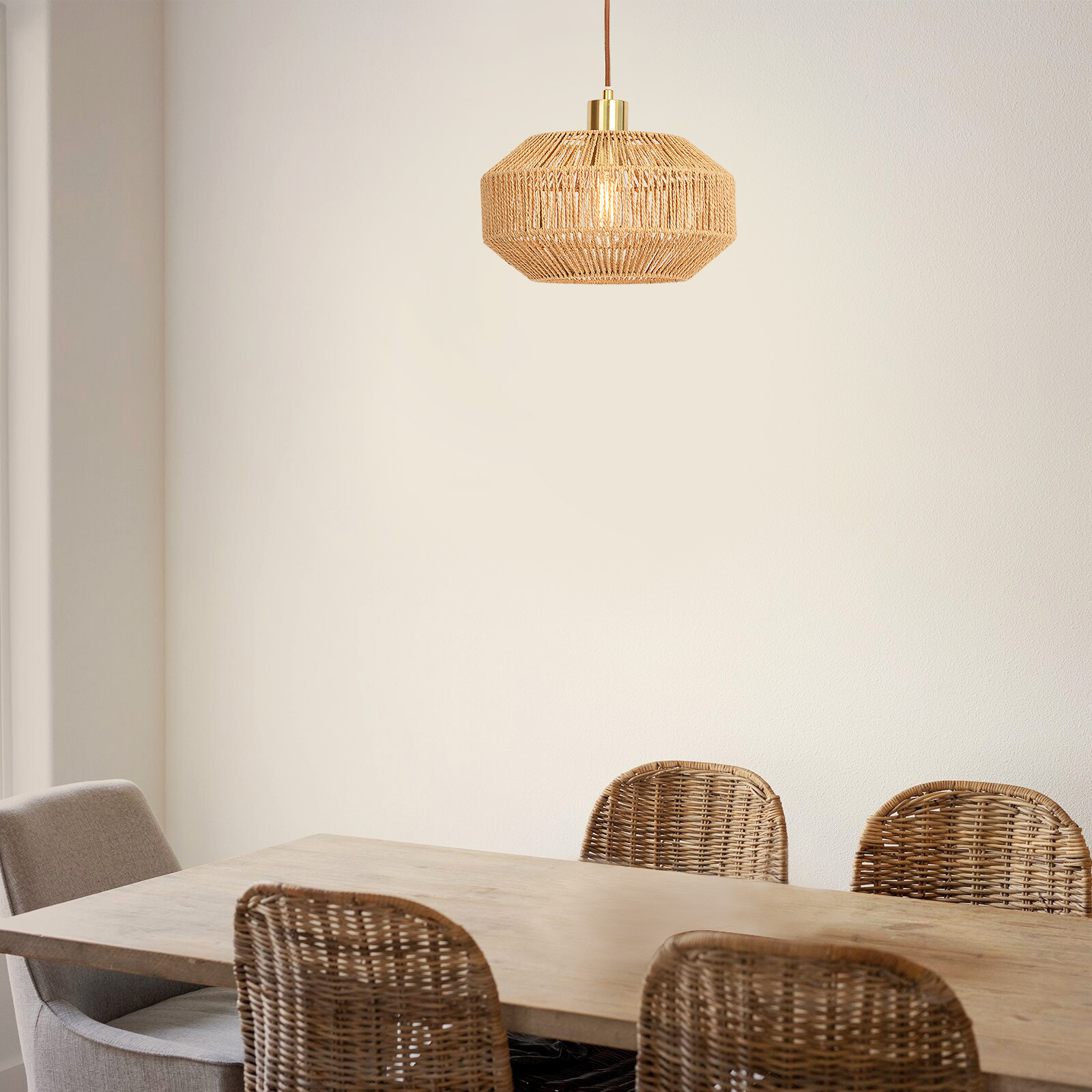 Rattan lampshade hanging lamp