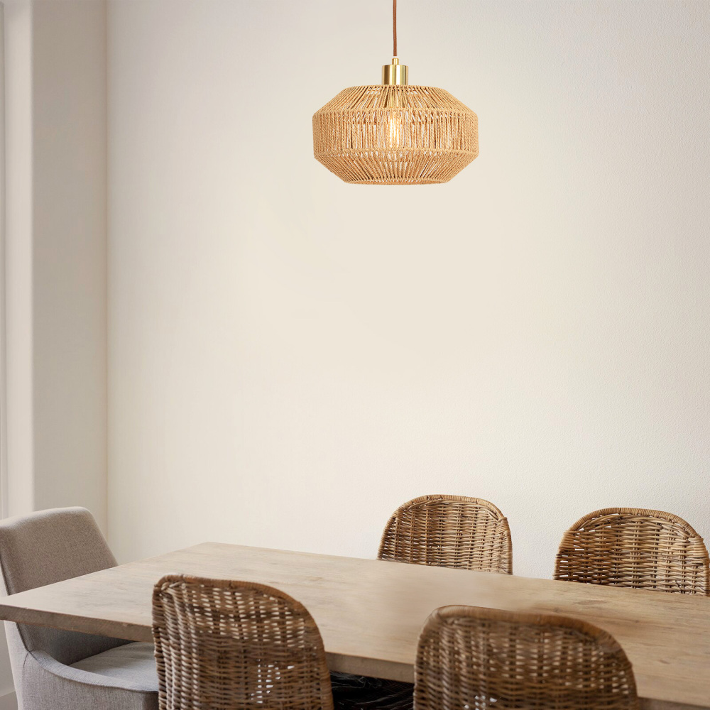 Rattan lampshade hanging lamp