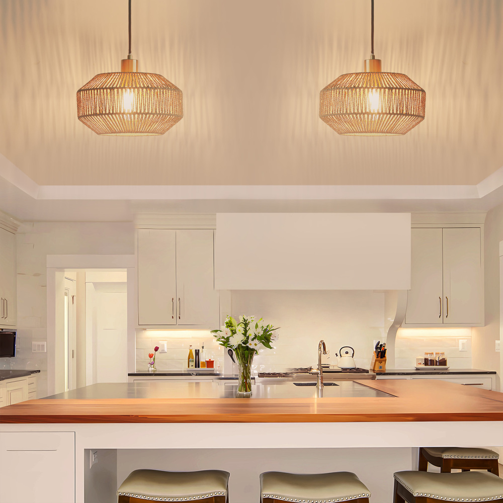 Rattan lampshade hanging lamp