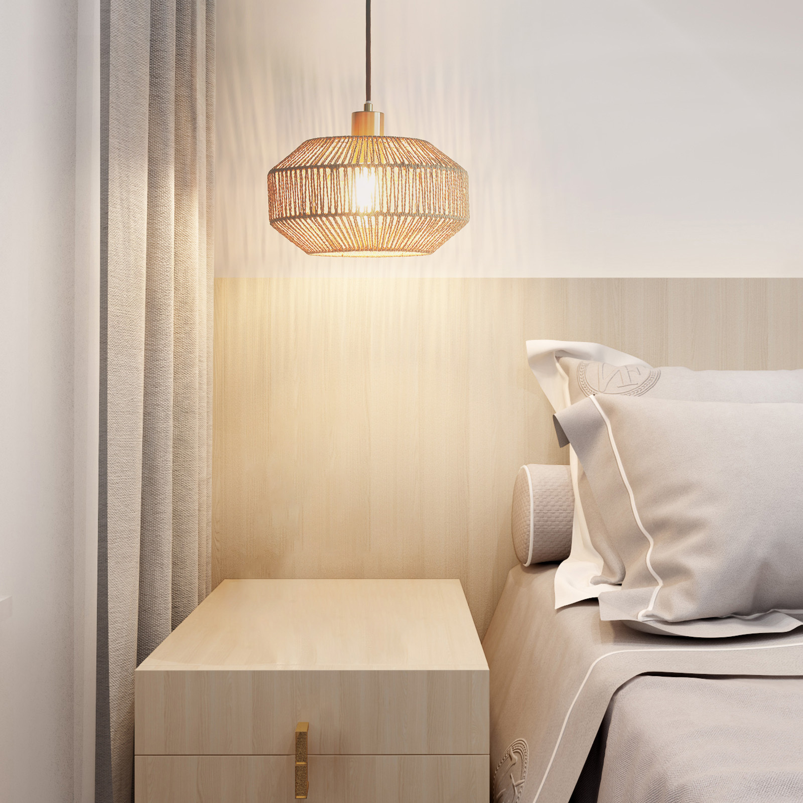 Rattan lampshade hanging lamp