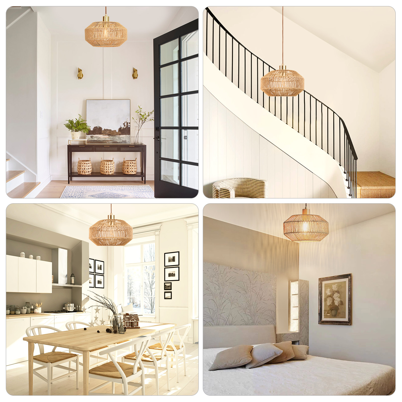 Rattan lampshade hanging lamp