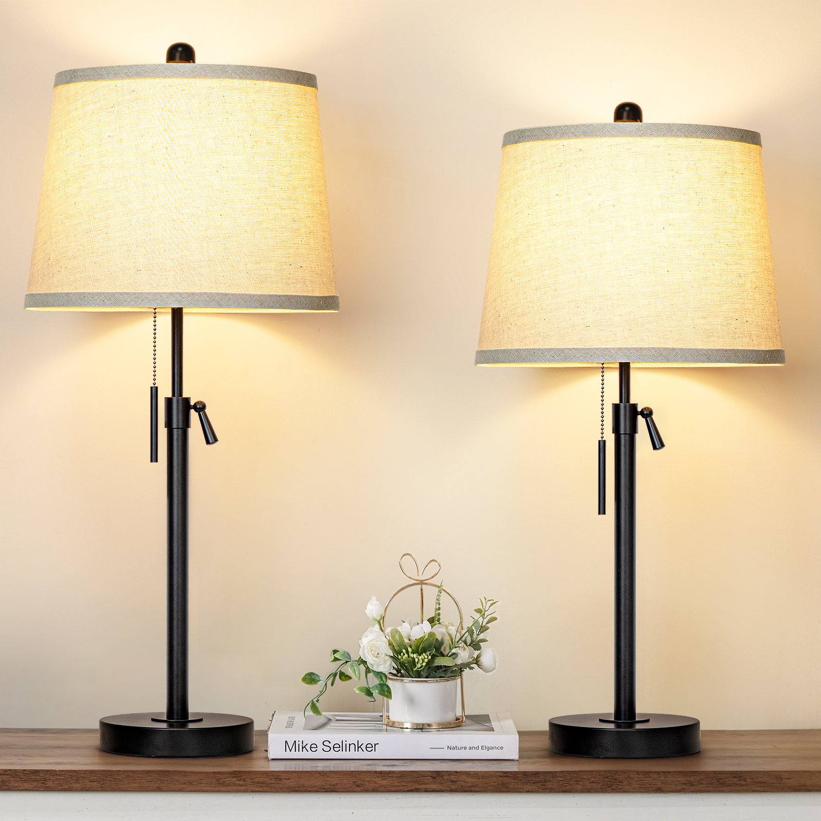 Metal Base Liftable Table Lamp-30in-2Pack